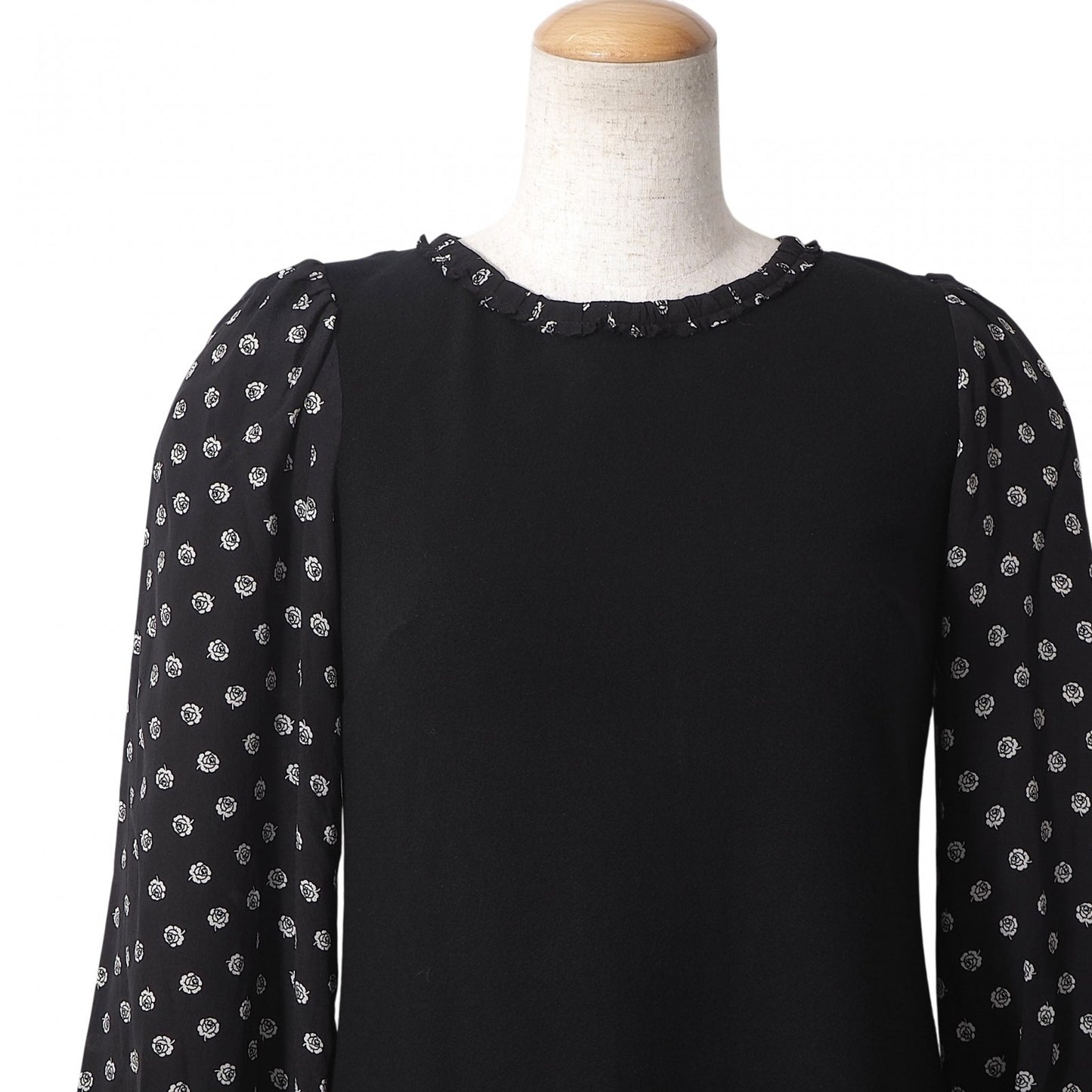 美品 ドルチェ&ガッバーナ DOLCE&GABBANA パフスリーブ ワンピース 36 花柄 ブラック レディース 正規品 6-DE026