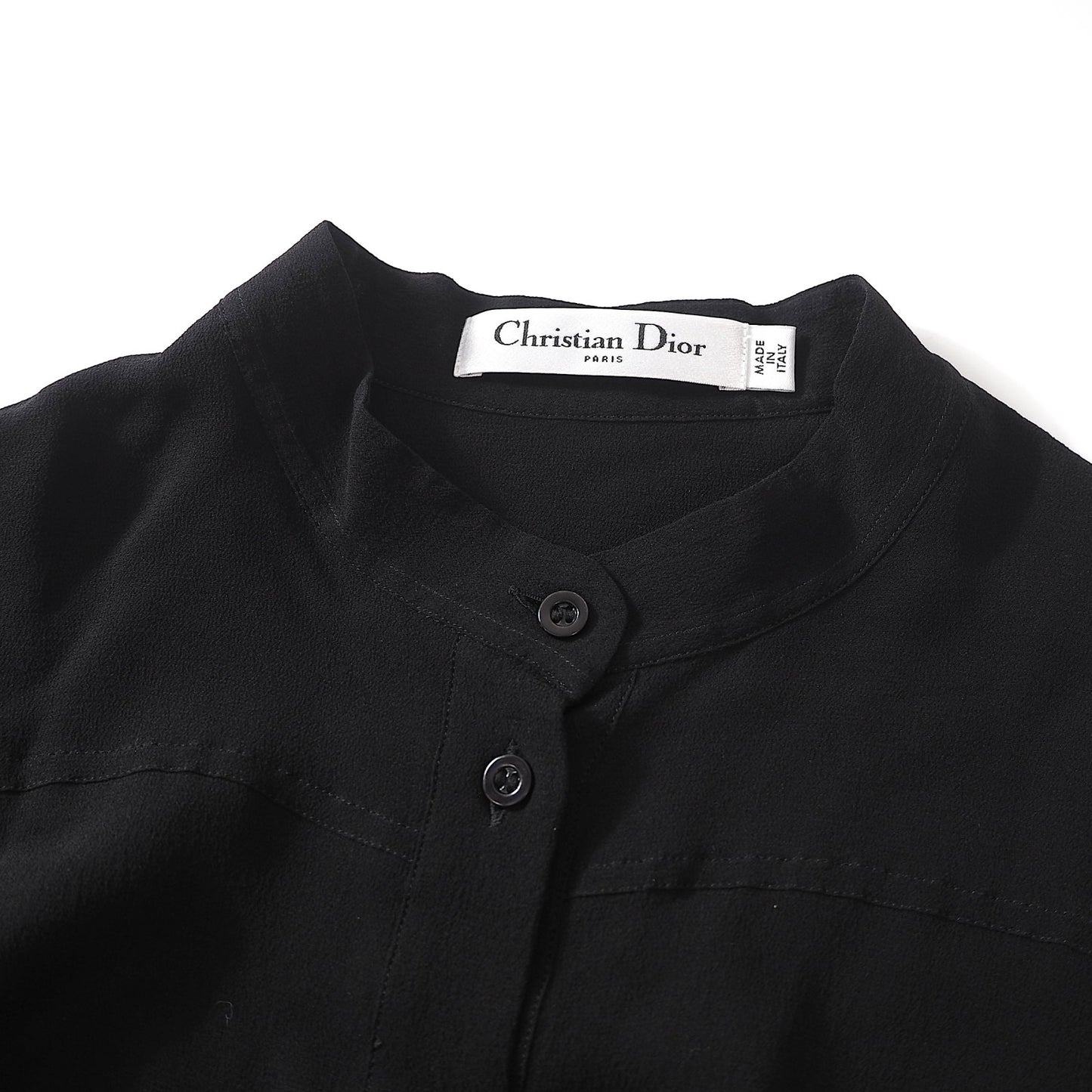 美品 クリスチャンディオール Christian Dior 20年製 Bee刺繍 シルク シアー ブラウス ベルト付き 38 ブラック レディース 正規品 6-DE029