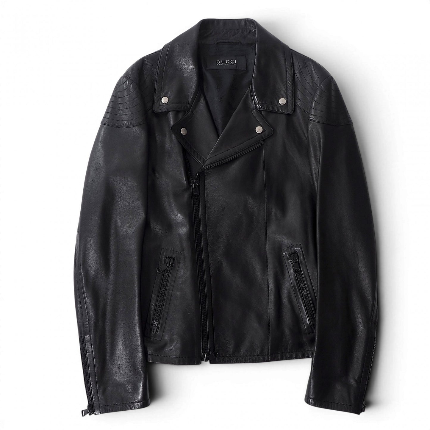 グッチ GUCCI トムフォード期 ナッパレザー ダブルライダースジャケット 48 ブラック メンズ 正規品 6-DE030
