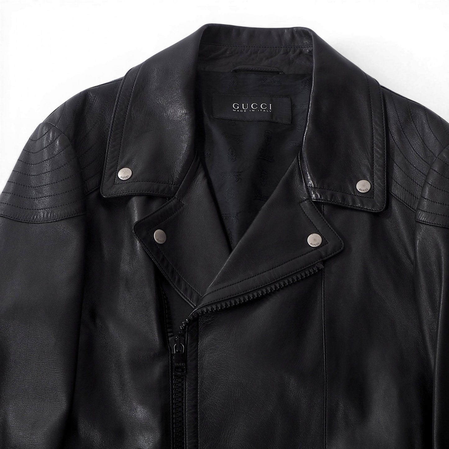 グッチ GUCCI トムフォード期 ナッパレザー ダブルライダースジャケット 48 ブラック メンズ 正規品 6-DE030