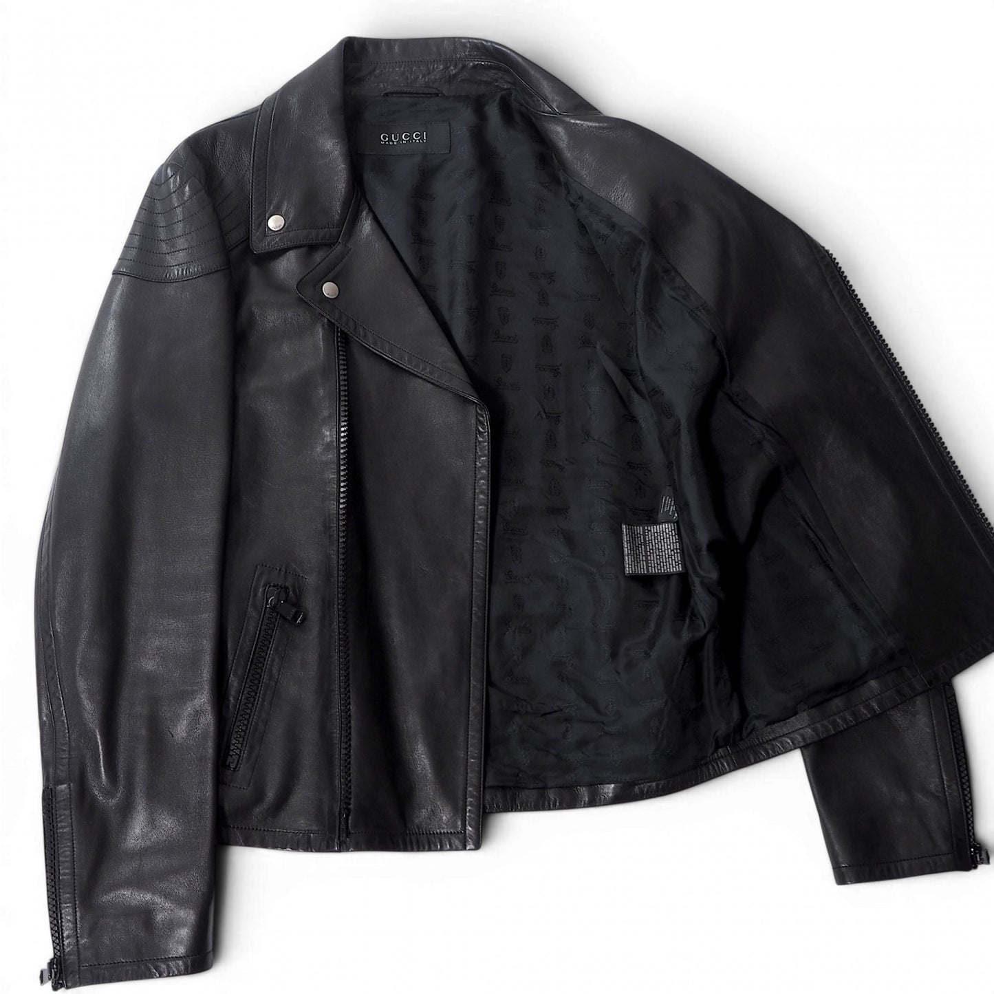 グッチ GUCCI トムフォード期 ナッパレザー ダブルライダースジャケット 48 ブラック メンズ 正規品 6-DE030
