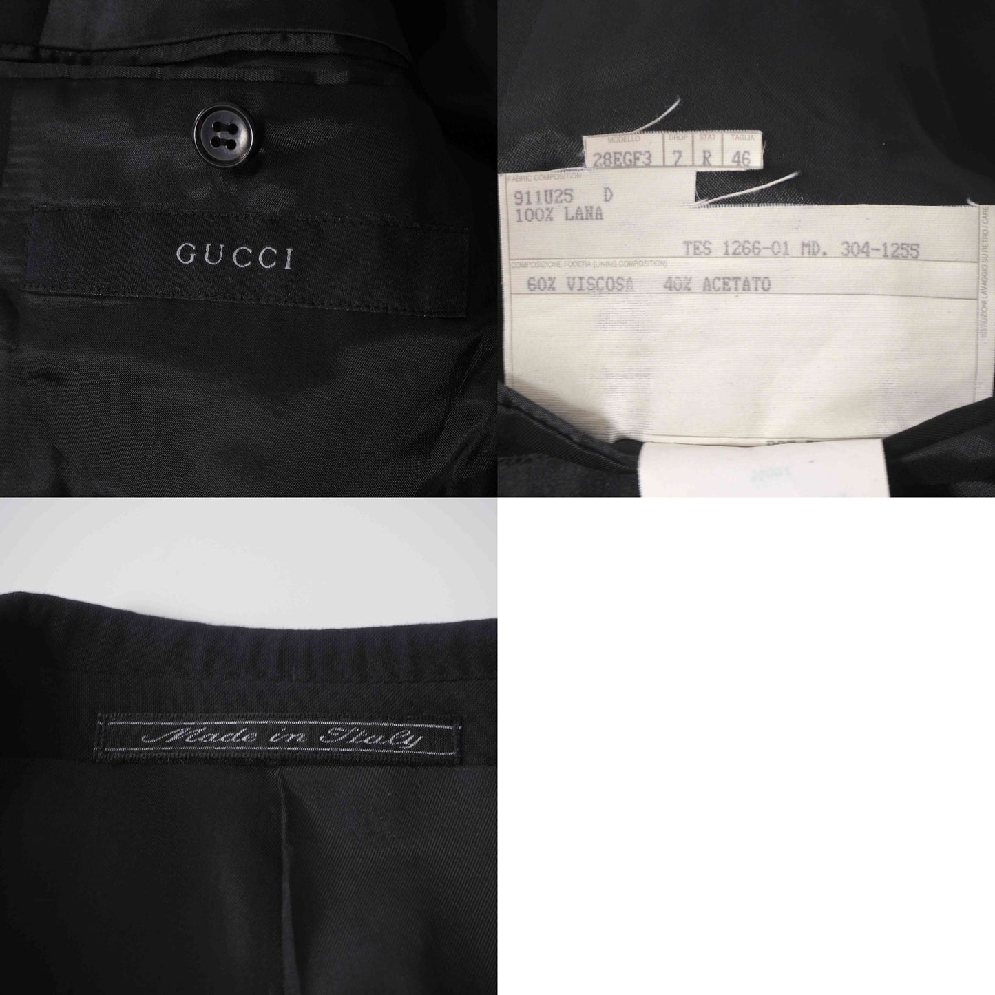 グッチ GUCCI トムフォード期 ウール スーツ ジャケット パンツ 46 ブラック メンズ 正規品 6-DE032