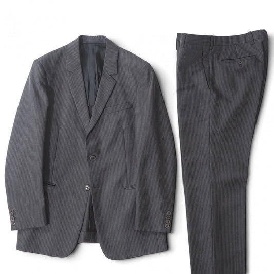 美品 プラダ PRADA スーツ ジャケット パンツ 48 グレー ストライプ メンズ 正規品 6-DE033