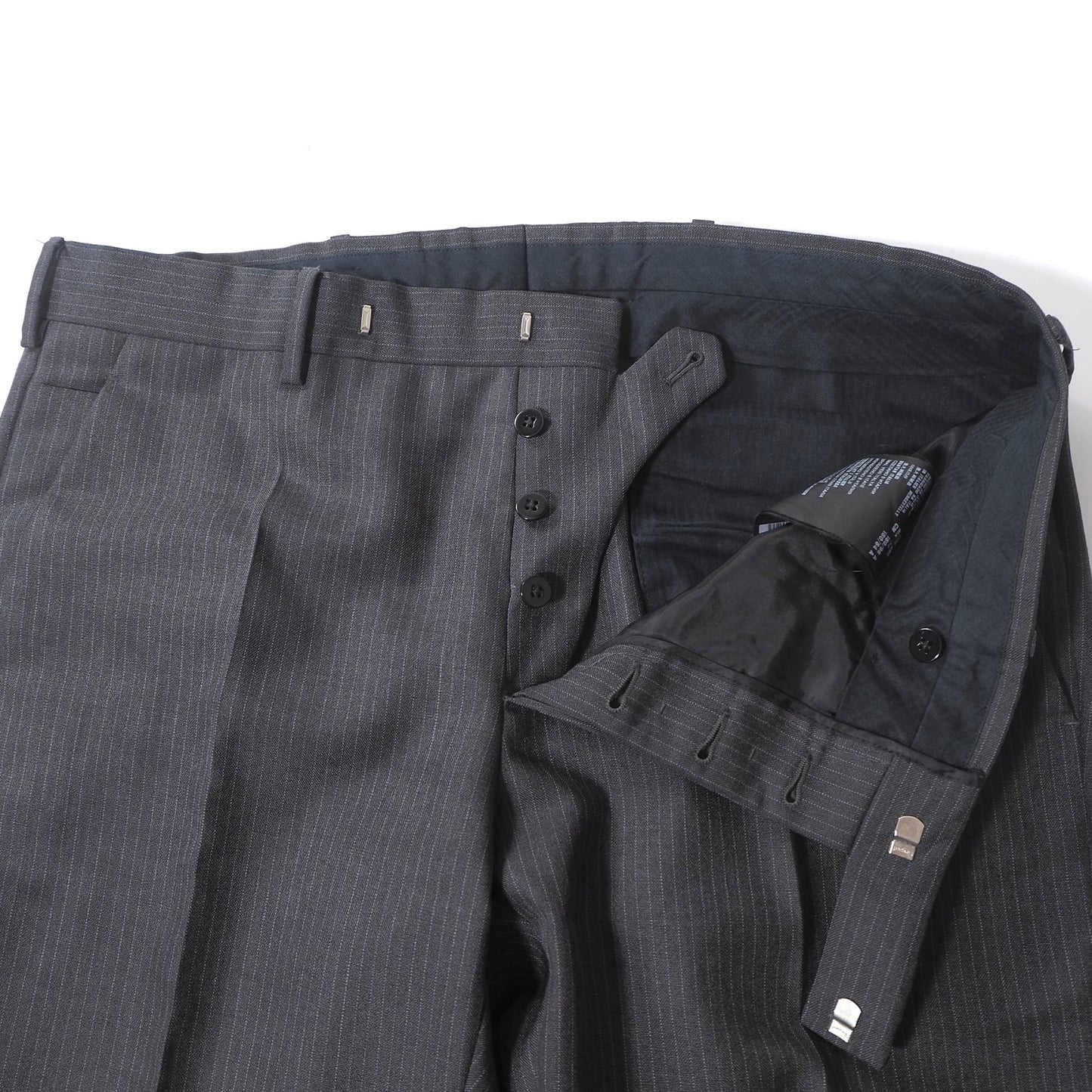美品 プラダ PRADA スーツ ジャケット パンツ 48 グレー ストライプ メンズ 正規品 6-DE033