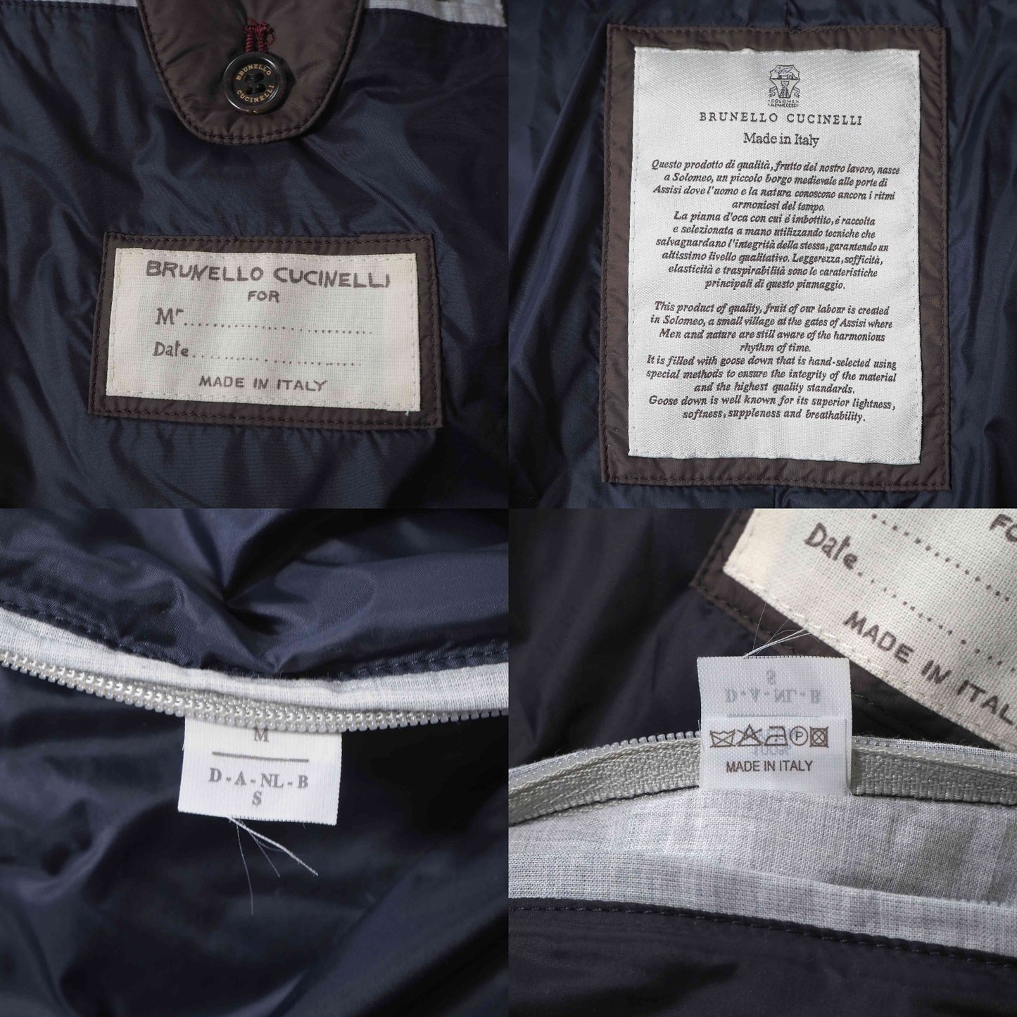 美品 ブルネロクチネリ BRUNELLO CUCINELLI イタリア製 フーデッド ダウンジャケット M ブラウン ハンガー付 メンズ 正規品 6-DE035