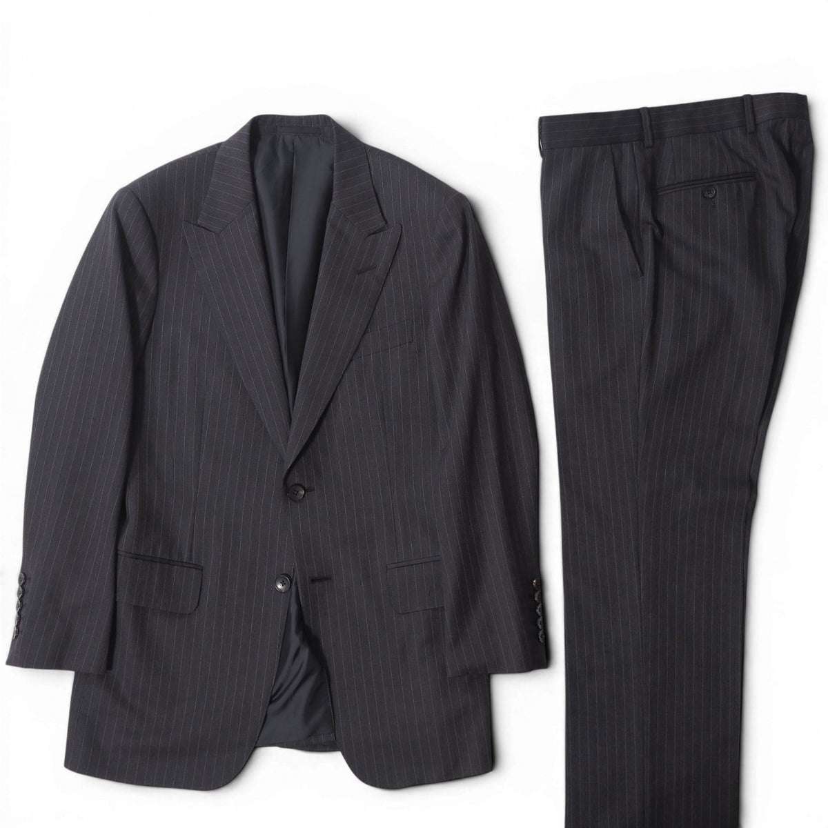 グッチ GUCCI トムフォード期 スーツ ピークド ジャケット パンツ 46 グレーストライプ メンズ 正規品 6-DE036