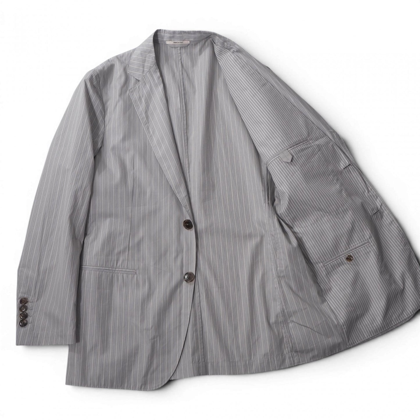 美品 エルメス HERMES 21年 サマー カジュアル スーツ セットアップ ジャケット パンツ 46 ライトグレー メンズ 正規品 6-DE037