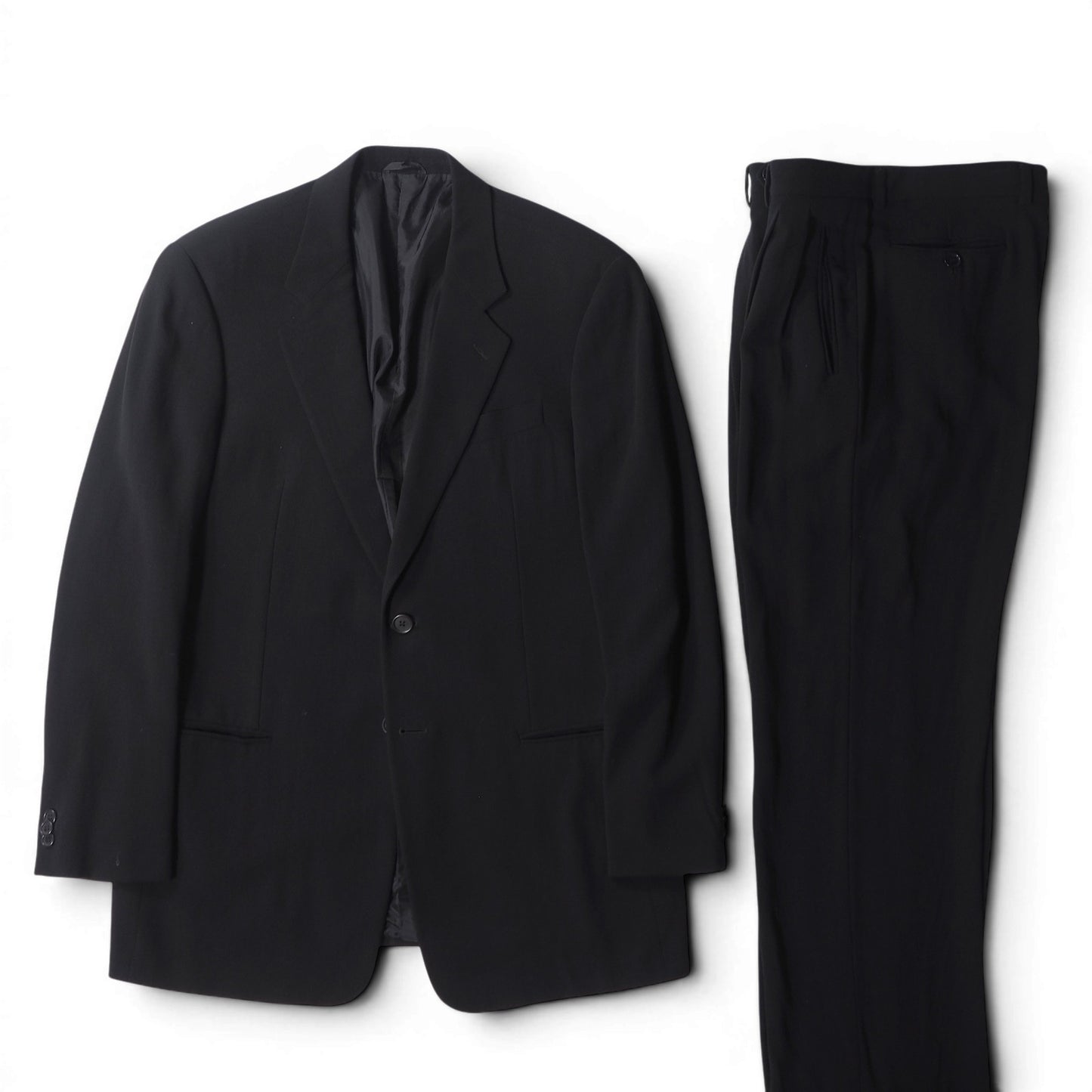 ジョルジオアルマーニ GIORGIO ARMANI ヴィンテージ 黒タグ ウール ストレッチ スーツ 50 ブラック メンズ 正規品 6-DE039