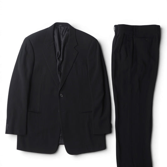 ジョルジオアルマーニ GIORGIO ARMANI ヴィンテージ 黒タグ ウール ストレッチ スーツ 50 ブラック メンズ 正規品 6-DE039