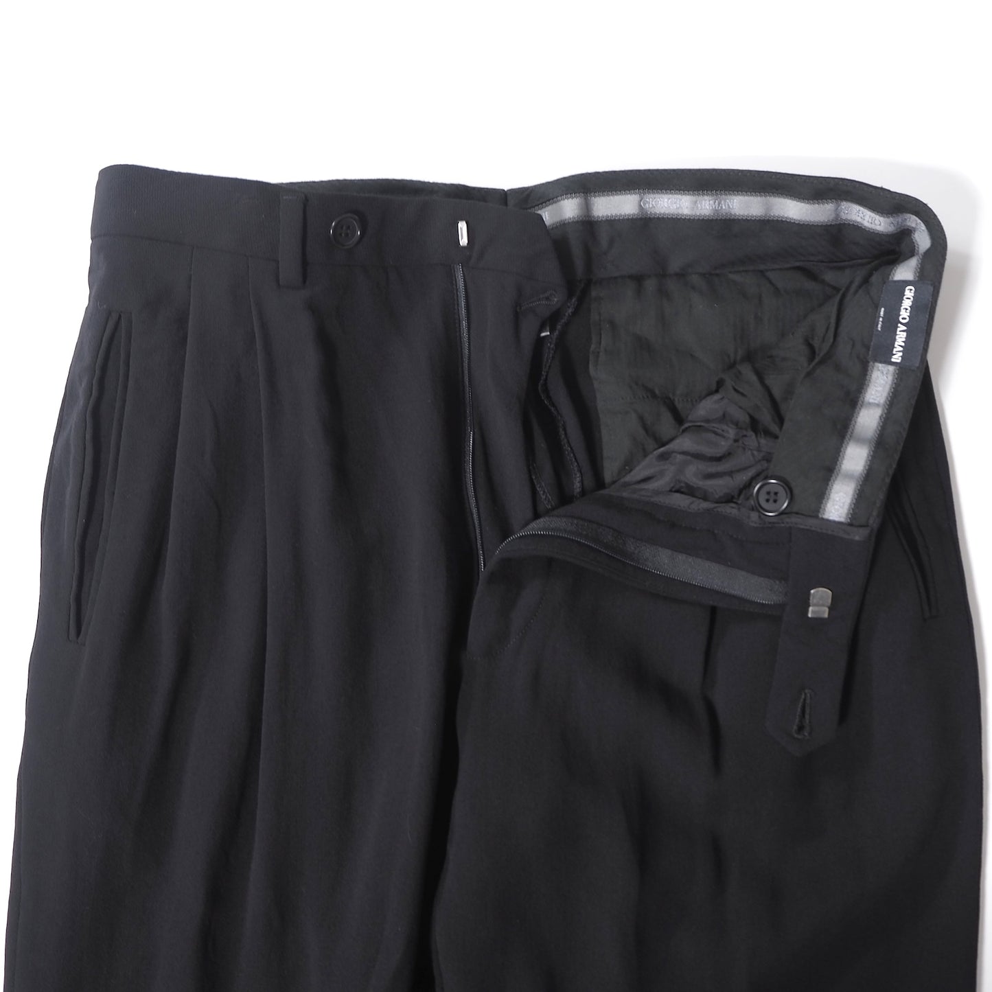 ジョルジオアルマーニ GIORGIO ARMANI ヴィンテージ 黒タグ ウール ストレッチ スーツ 50 ブラック メンズ 正規品 6-DE039