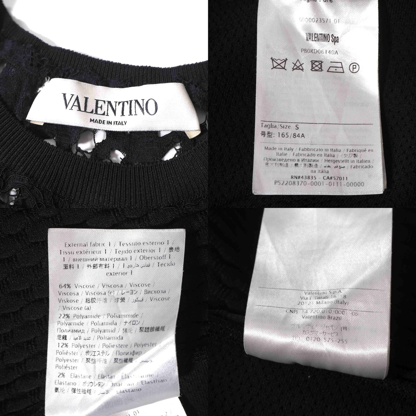 美品 ヴァレンティノ VALENTINO レース ノースリーブ ワンピース S ブラック レディース 正規品 6-DE041