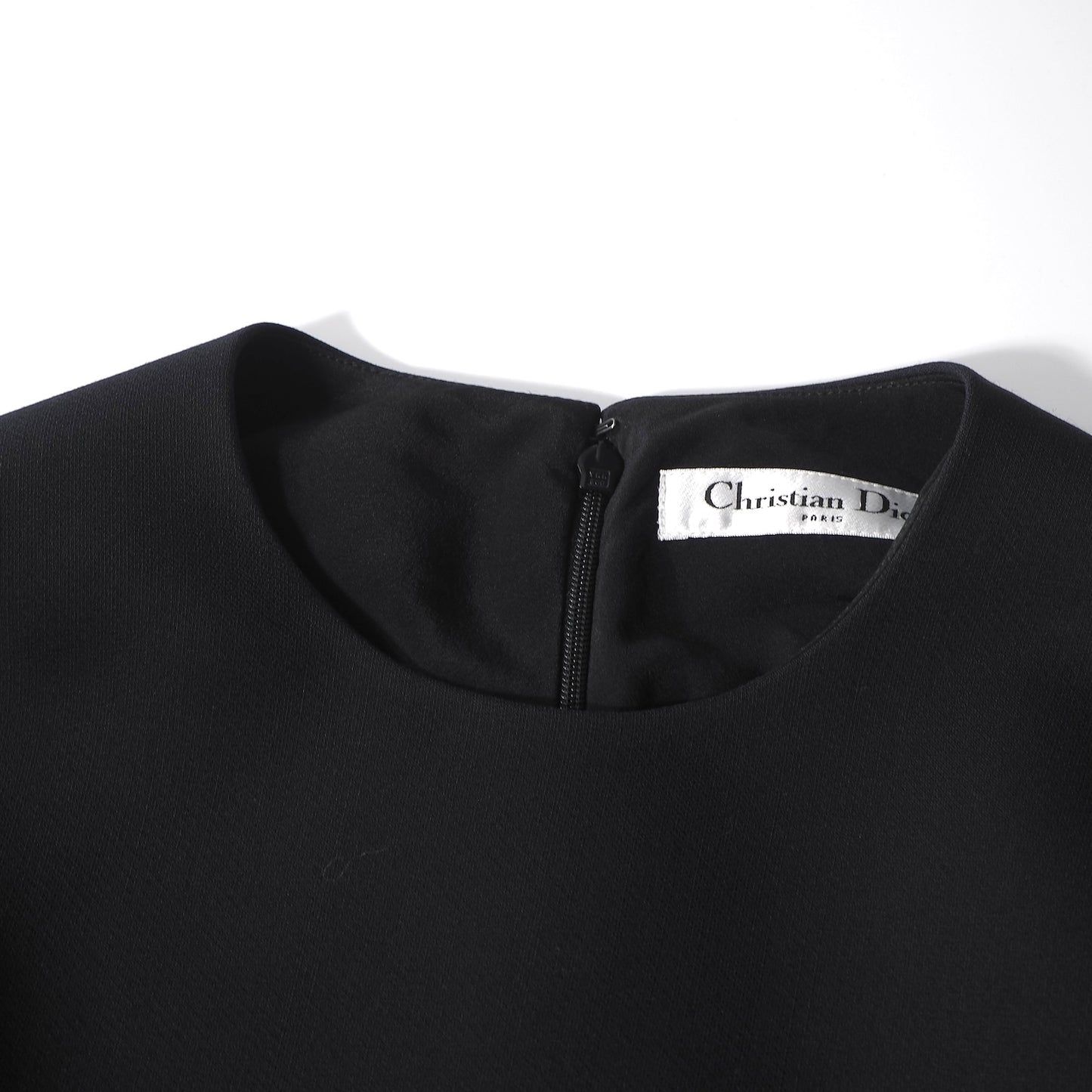美品 クリスチャンディオール Christian Dior ウール シルク パフスリーブ ワンピース 38 ブラック レディース 正規品 6-DE042
