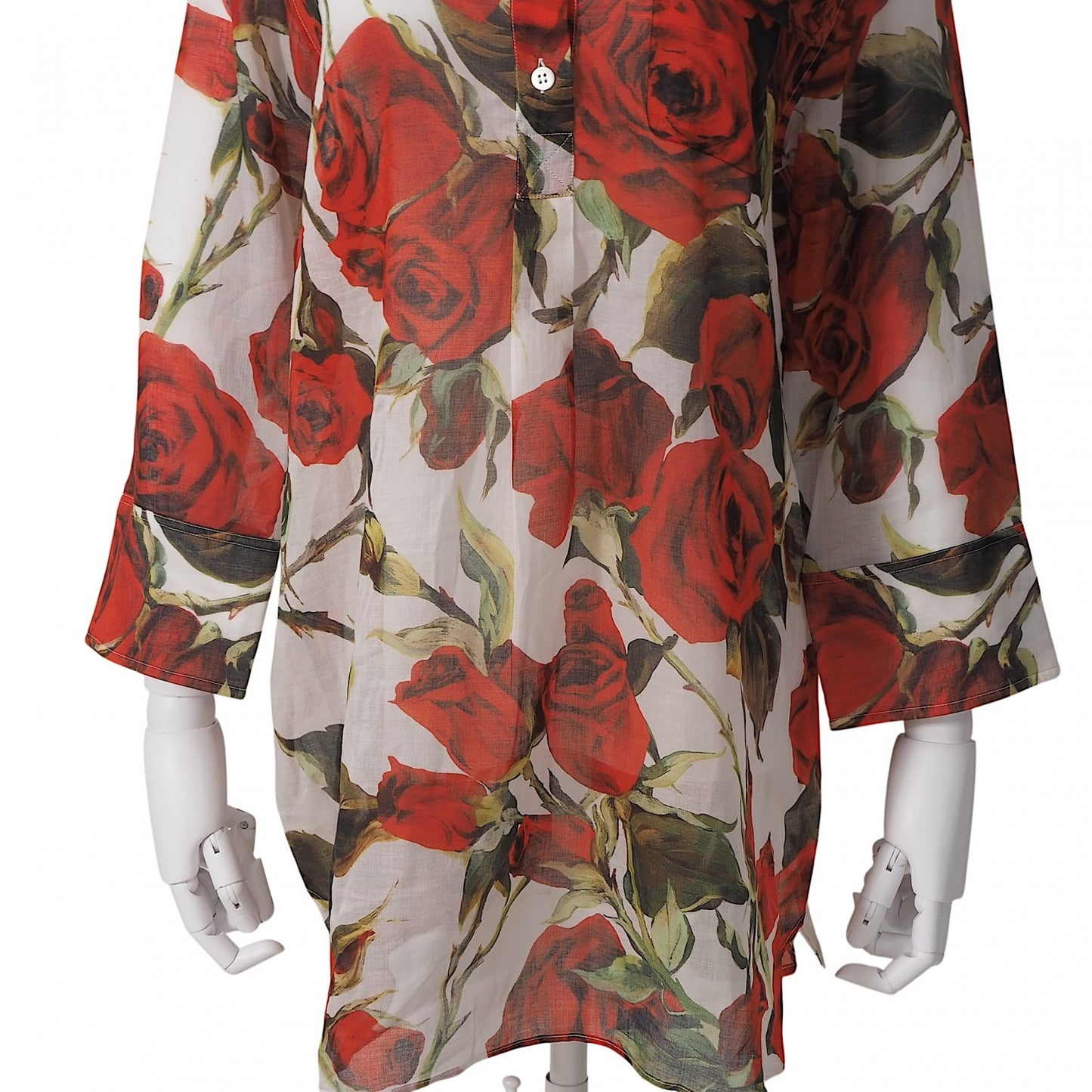 ドルチェ&ガッバーナ DOLCE&GABBANA ローズ柄 シアー ブラウス シャツ 38 ホワイト レディース 正規品 6-DF043