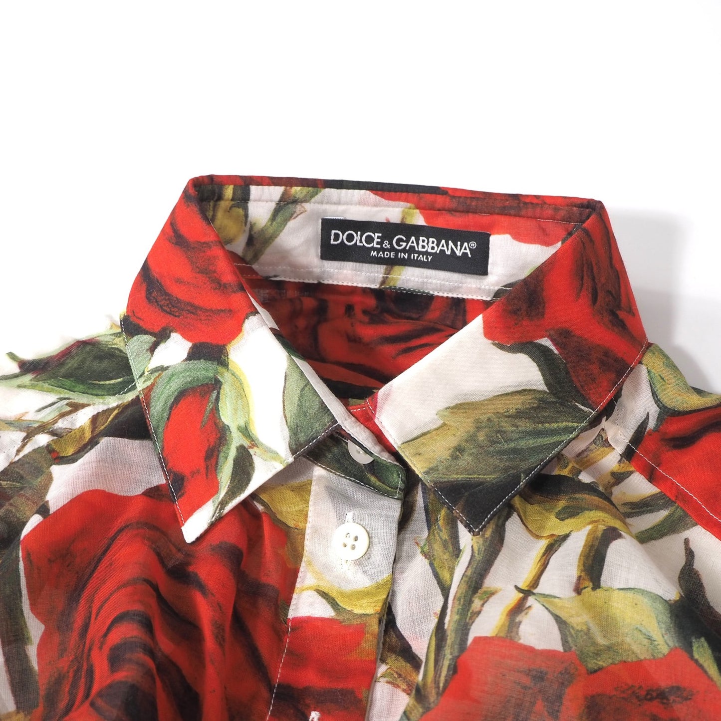 ドルチェ&ガッバーナ DOLCE&GABBANA ローズ柄 シアー ブラウス シャツ 38 ホワイト レディース 正規品 6-DF043