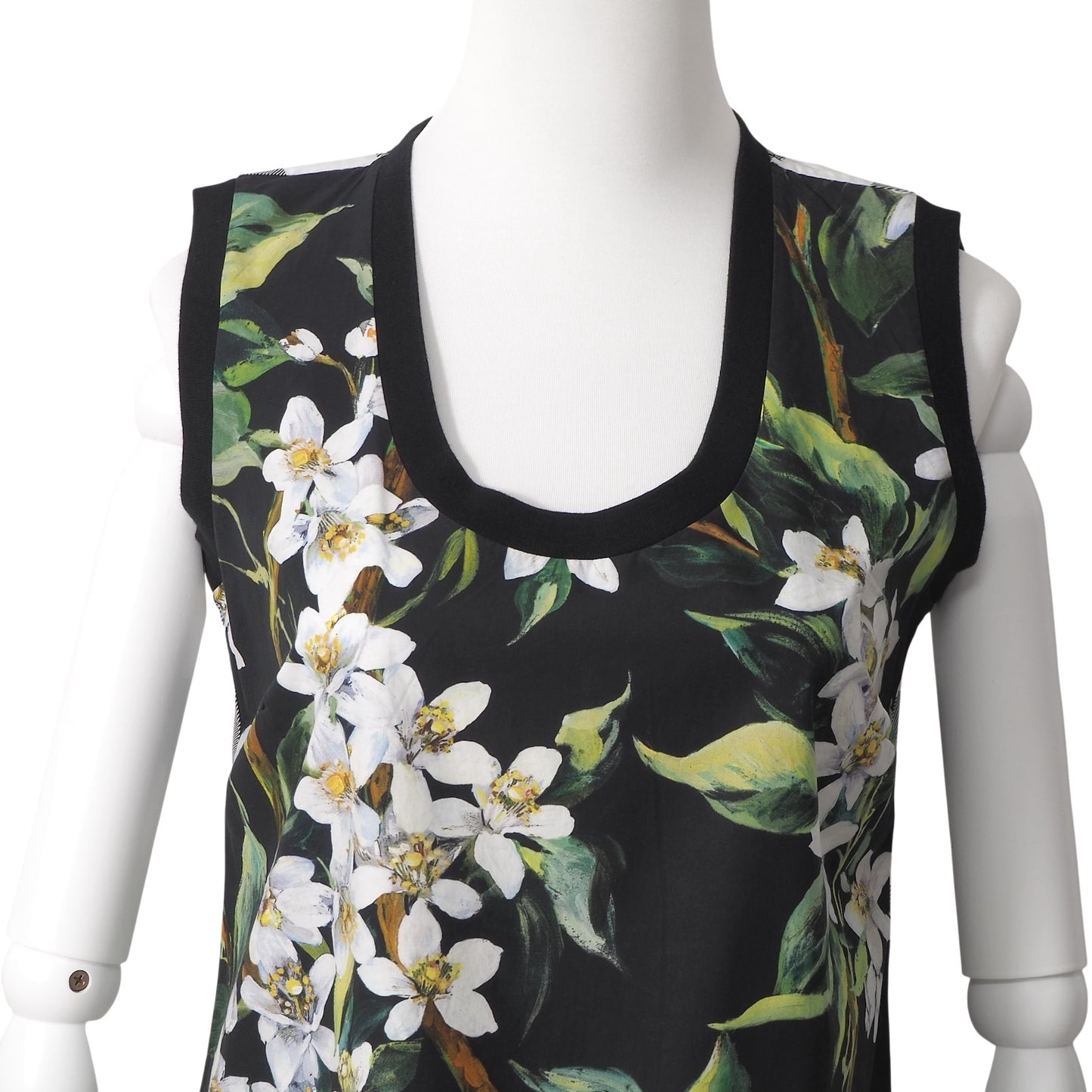 美品 ドルチェ＆ガッバーナ DOLCE＆GABBANA フローラル柄 ノースリーブ トップス 38 ブラック レディース 正規品 6-DF045