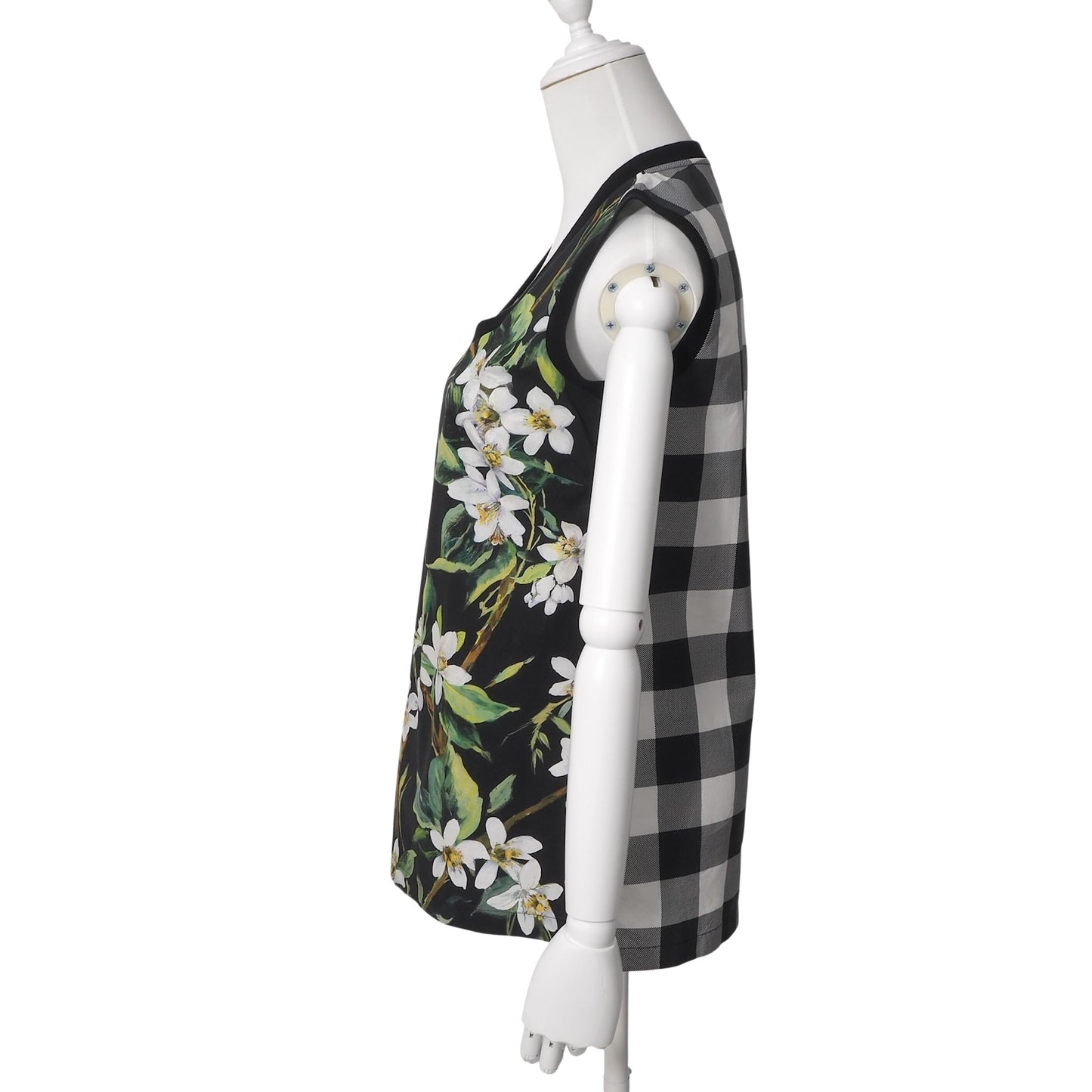 美品 ドルチェ＆ガッバーナ DOLCE＆GABBANA フローラル柄 ノースリーブ トップス 38 ブラック レディース 正規品 6-DF045