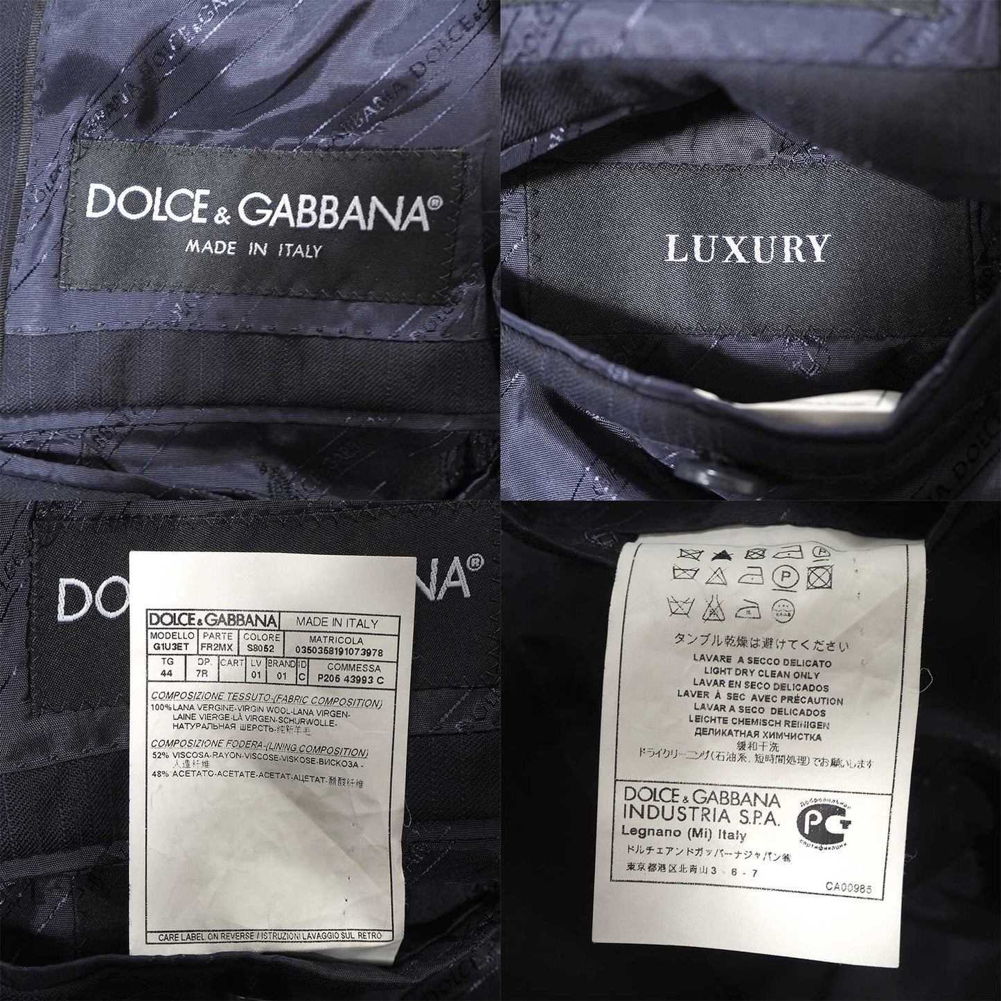 ドルチェ＆ガッバーナ DOLCE＆GABBANA LUXURY ヴァージンウール スーツ ジャケット パンツ 44 ネイビー メンズ 正規品 6-DF046