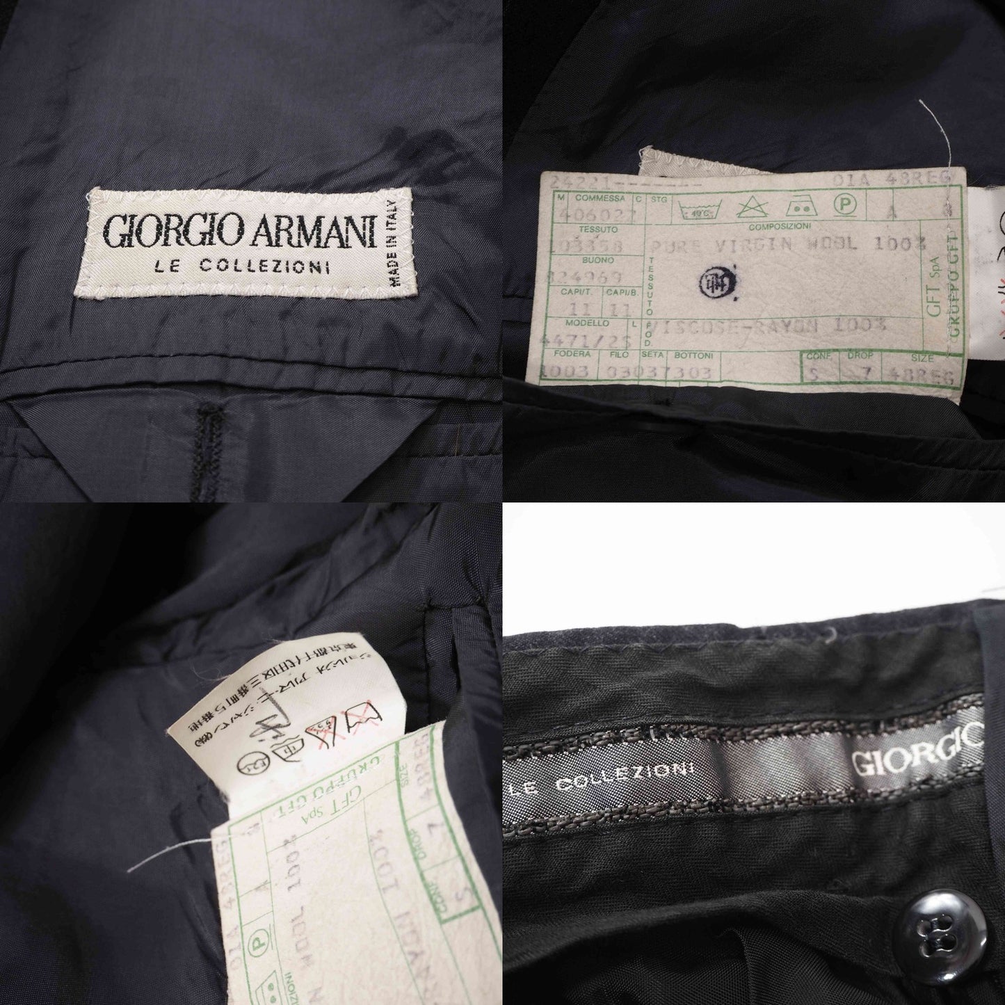 ジョルジオアルマーニ GIORGIO ARMANI ヴィンテージ ストレッチ スーツ ジャケット パンツ 48 ダークグレー メンズ 正規品 6-DF055
