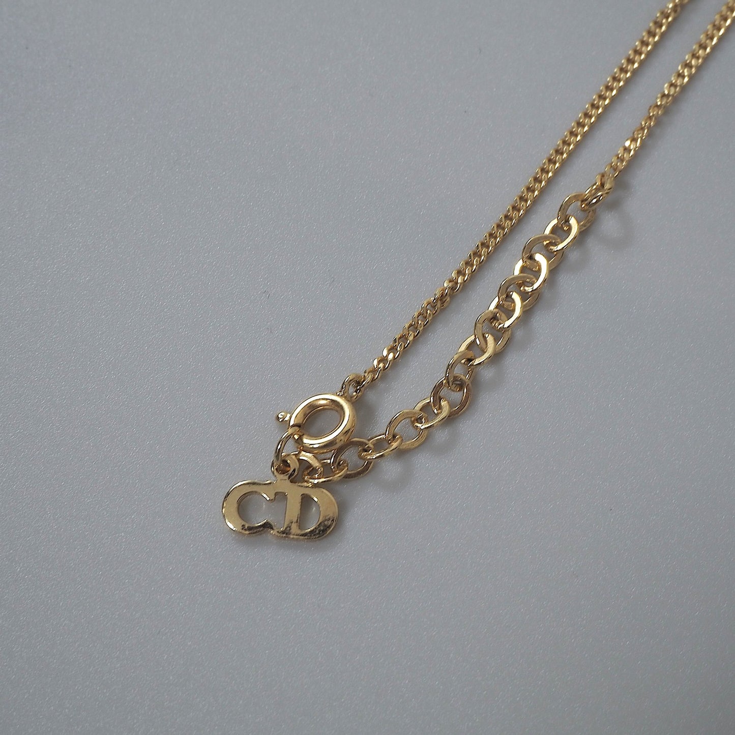 美品 クリスチャンディオール Christian Dior CD ラインストーン ネックレス ゴールド レディース 正規品 6-EC017