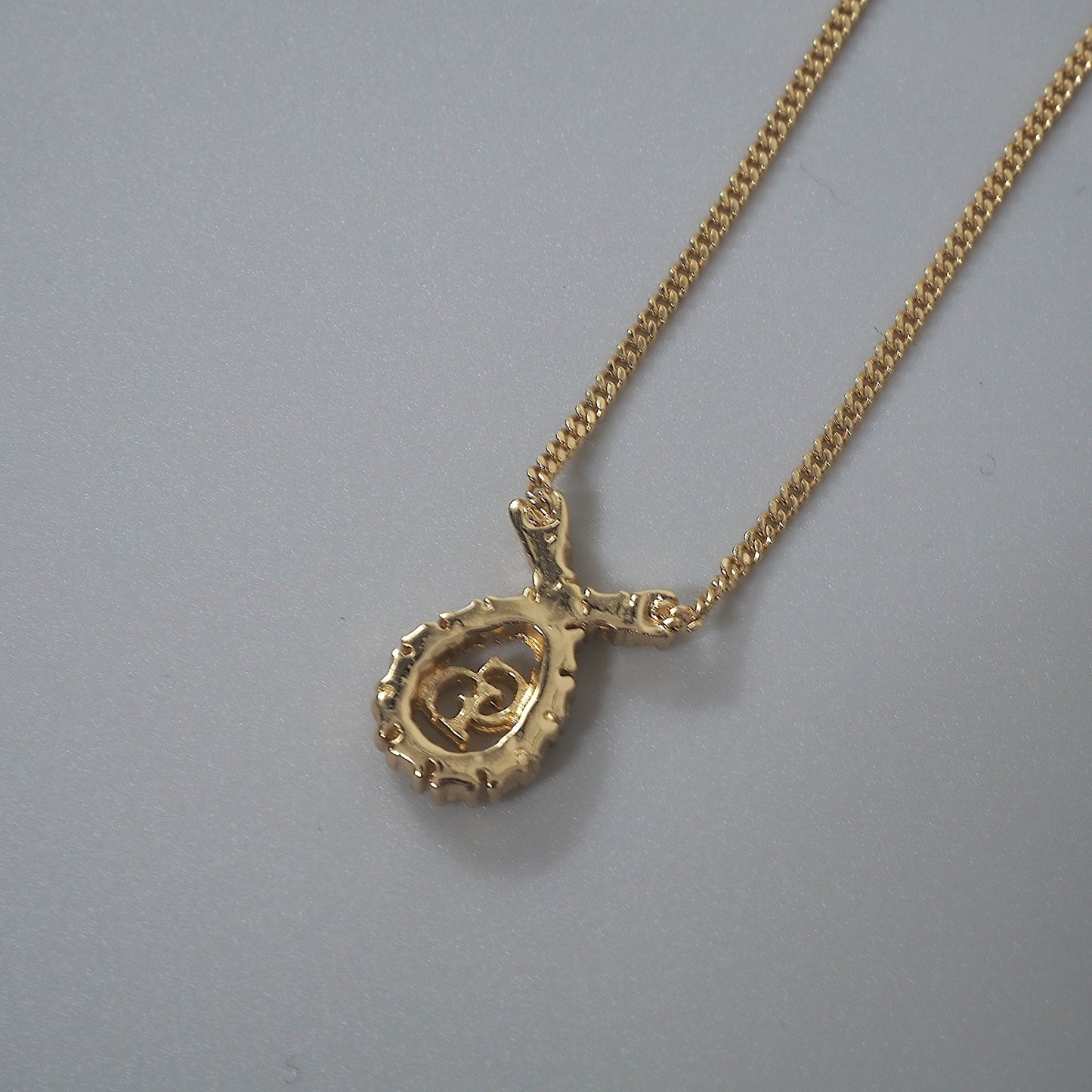 美品 クリスチャンディオール Christian Dior CD ラインストーン ネックレス ゴールド レディース 正規品 6-EC017