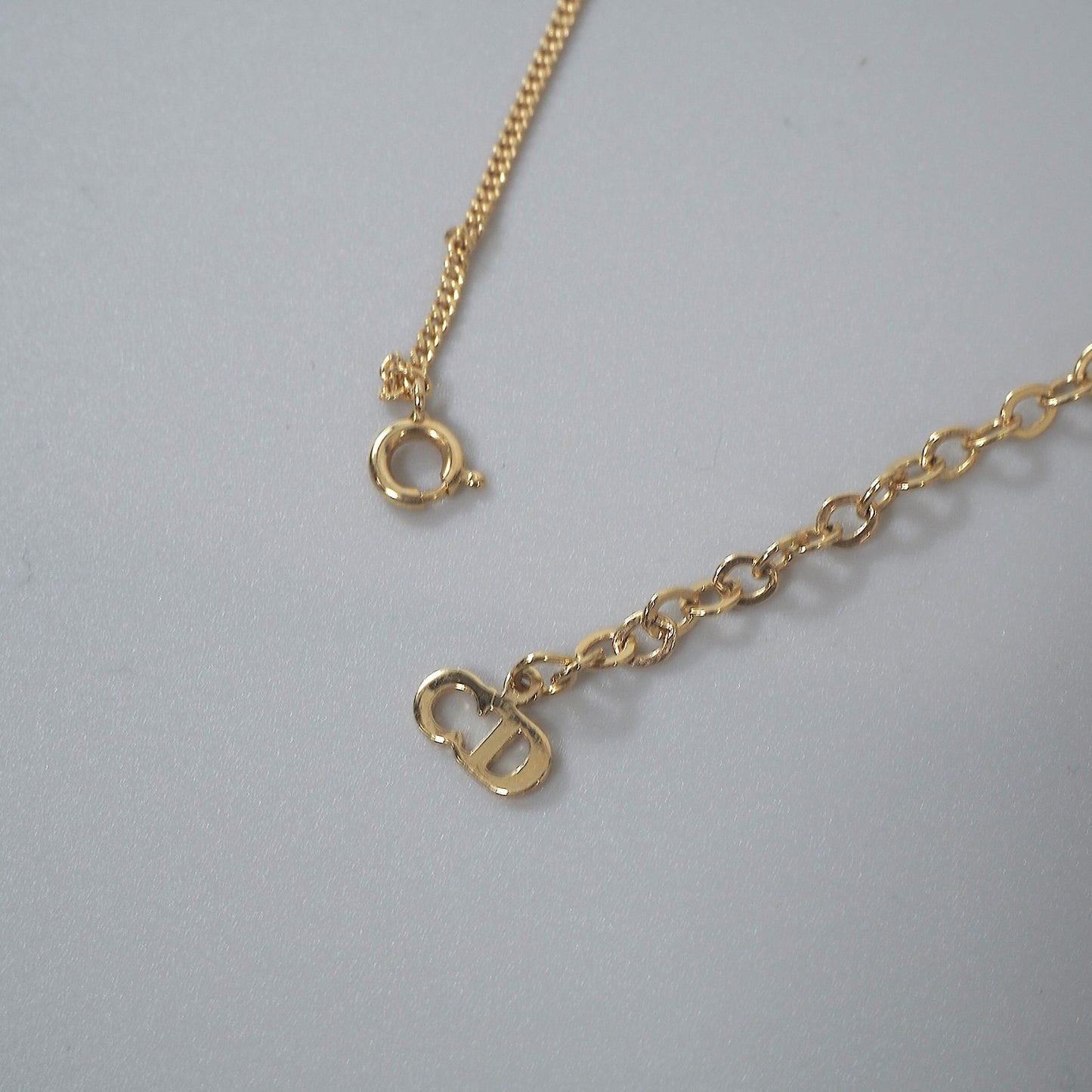 美品 クリスチャンディオール Christian Dior CD ラインストーン ネックレス ゴールド レディース 正規品 6-EC017