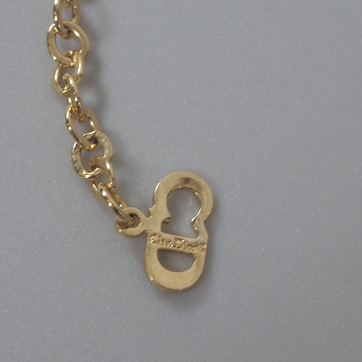 美品 クリスチャンディオール Christian Dior CD ラインストーン ネックレス ゴールド レディース 正規品 6-EC017