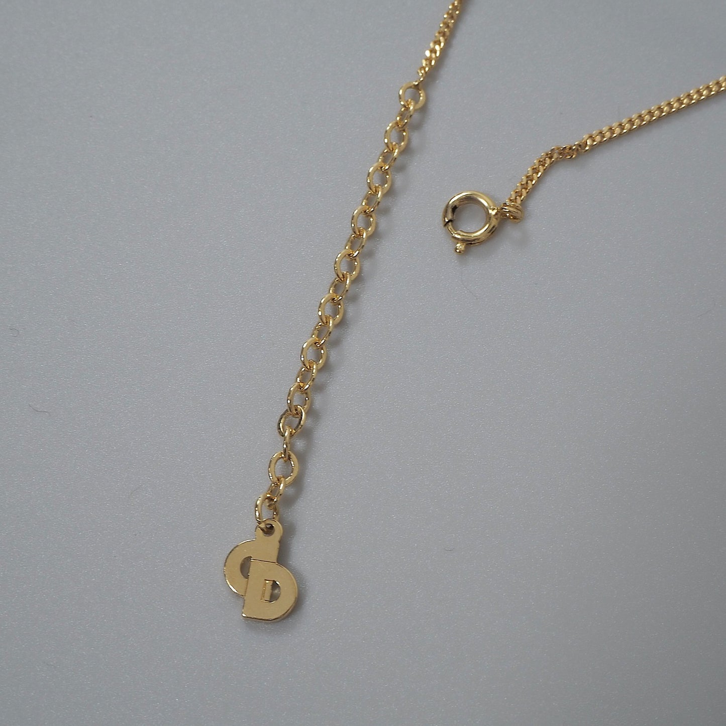 美品 クリスチャンディオール Christian Dior CD ラインストーン ネックレス ゴールド レディース 正規品 6-EC019