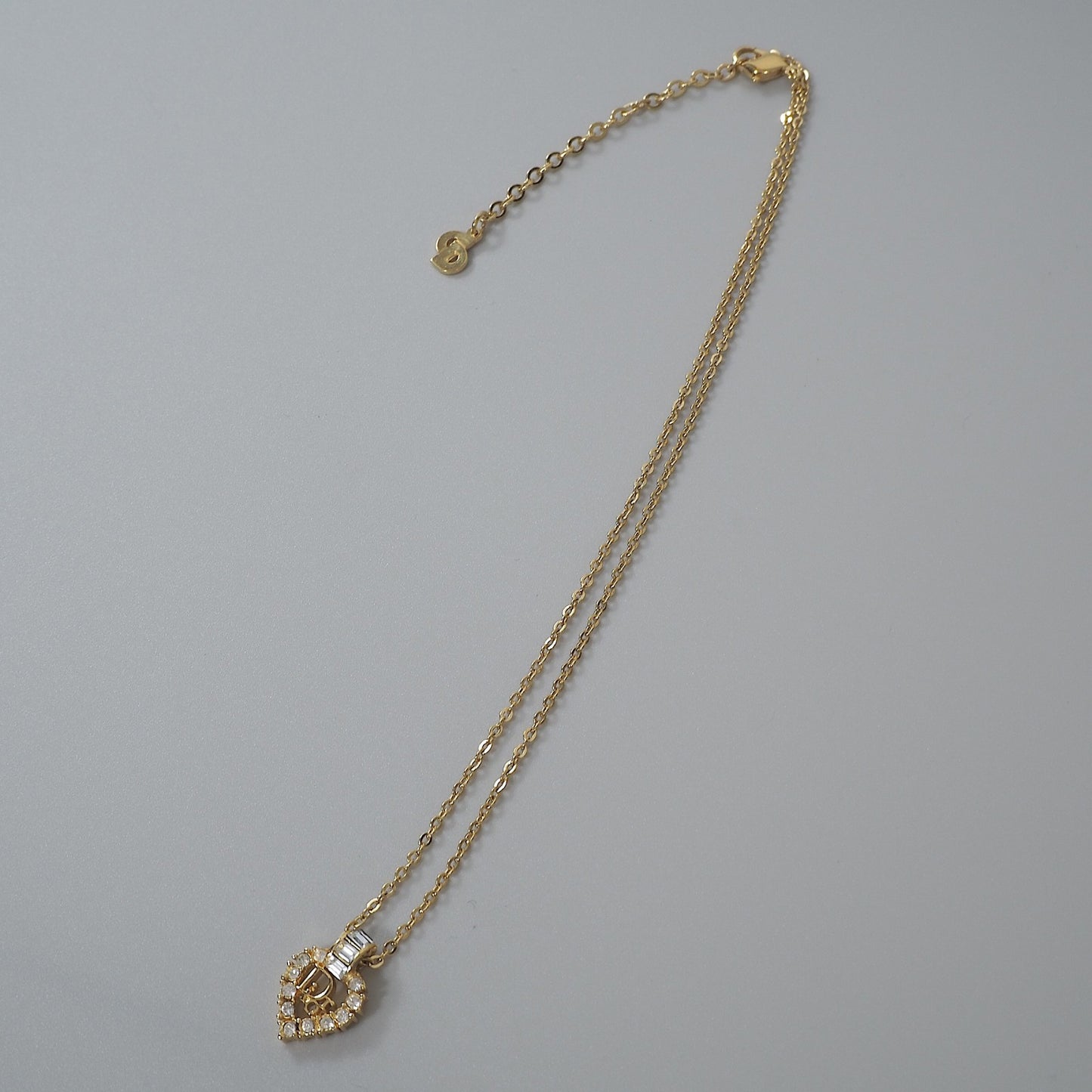 クリスチャンディオール Christian Dior CD ラインストーン ハート ネックレス ゴールド レディース 正規品 6-EC024