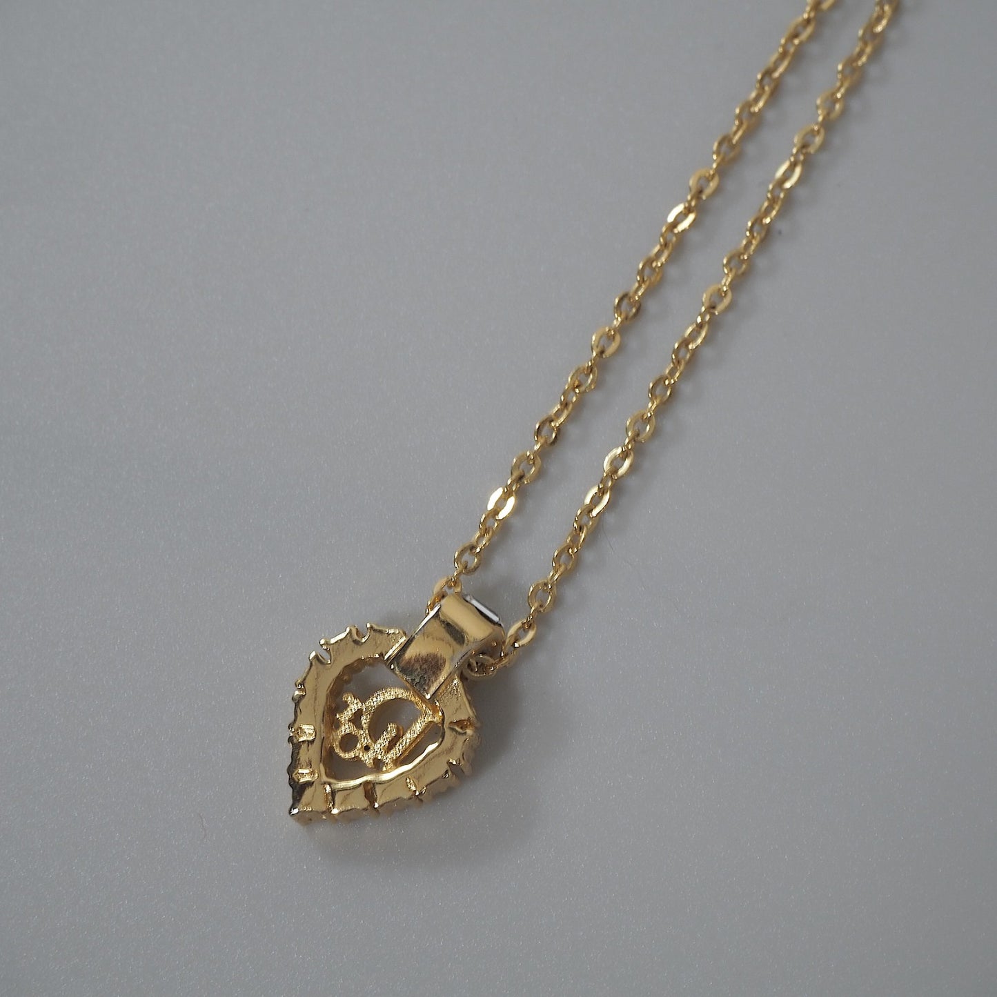 クリスチャンディオール Christian Dior CD ラインストーン ハート ネックレス ゴールド レディース 正規品 6-EC024
