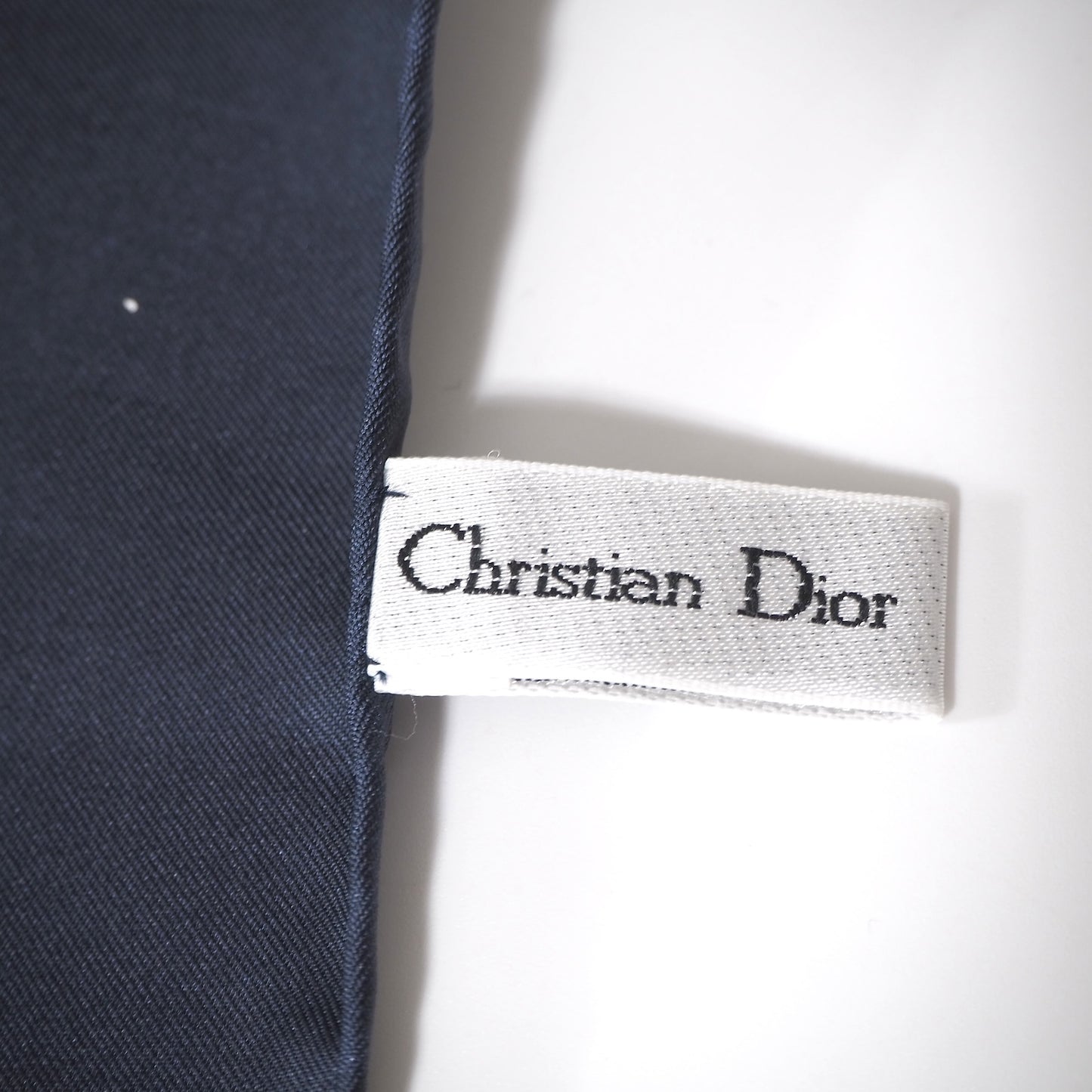 極美品 クリスチャンディオール Christian Dior ピュアシルク スカーフ ネイビー アイボリー イエロー レディース 正規品 6-EC025