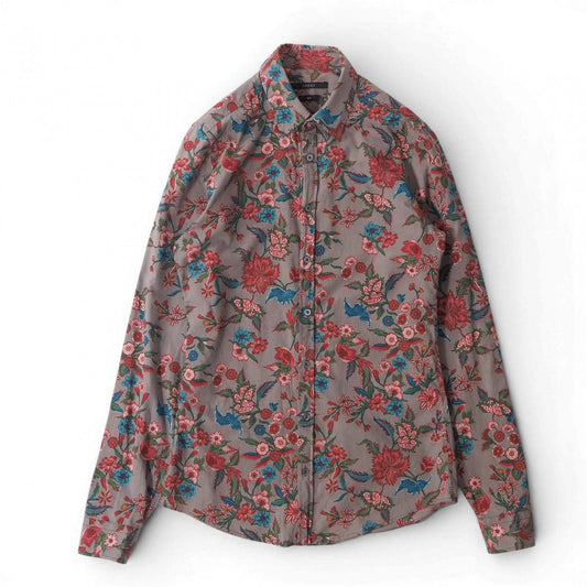 グッチ GUCCI 長袖 フローラル柄 シャツ 38 M グレージュ メンズ 正規品 6-ED001