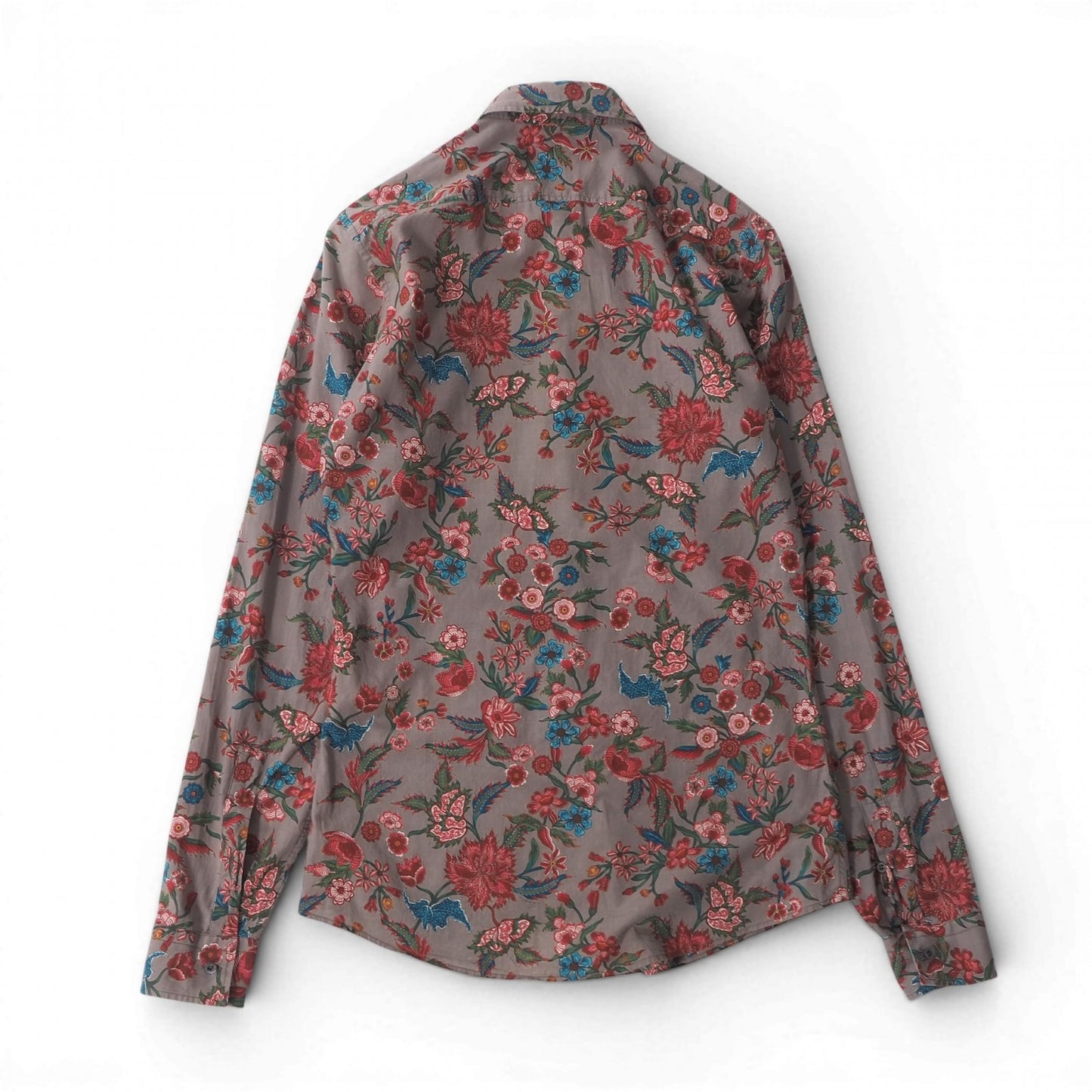 グッチ GUCCI 長袖 フローラル柄 シャツ 38 M グレージュ メンズ 正規品 6-ED001