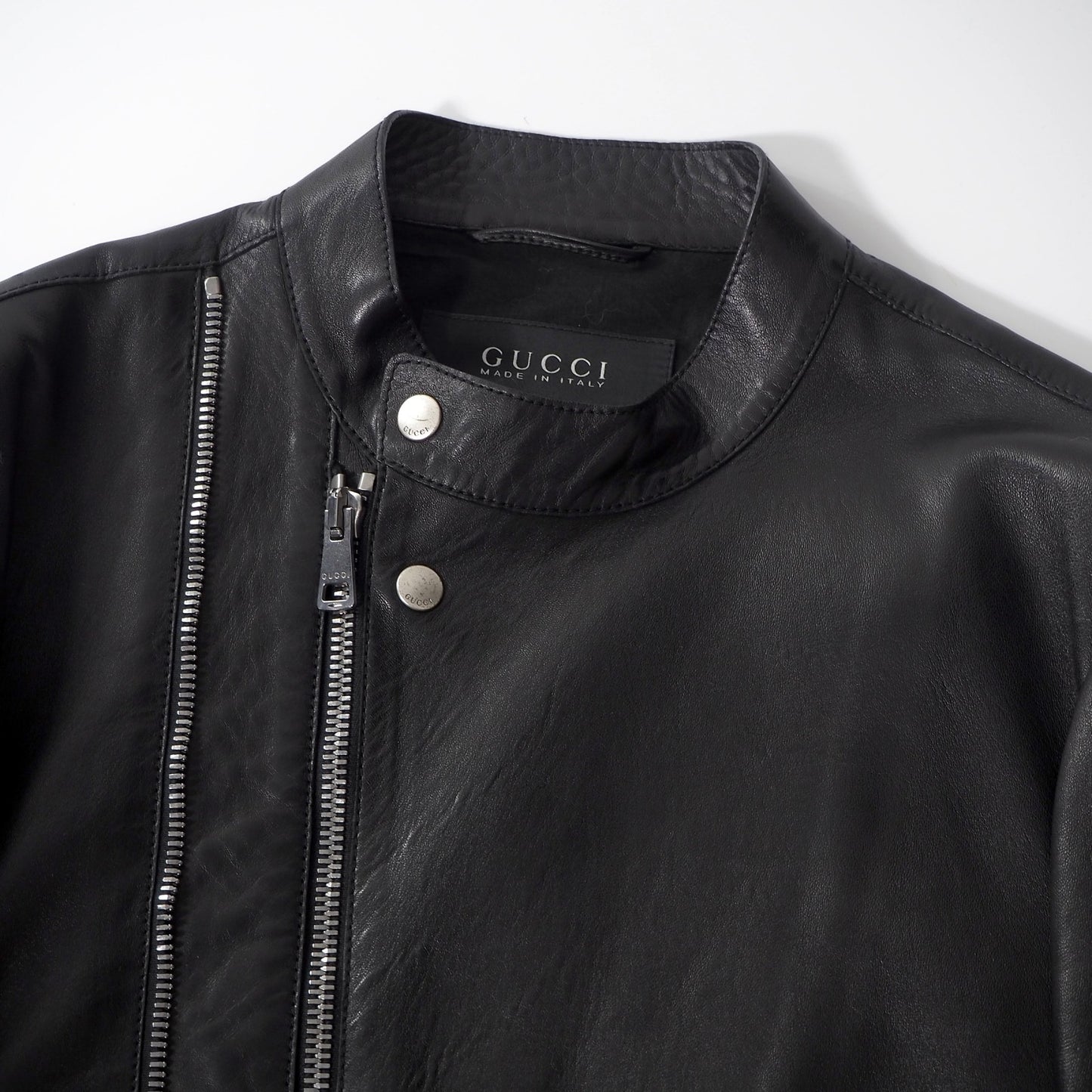 美品 グッチ GUCCI トムフォード期 ナッパレザー ライダース ジャケット 46 ブラック メンズ 正規品 6-HT001