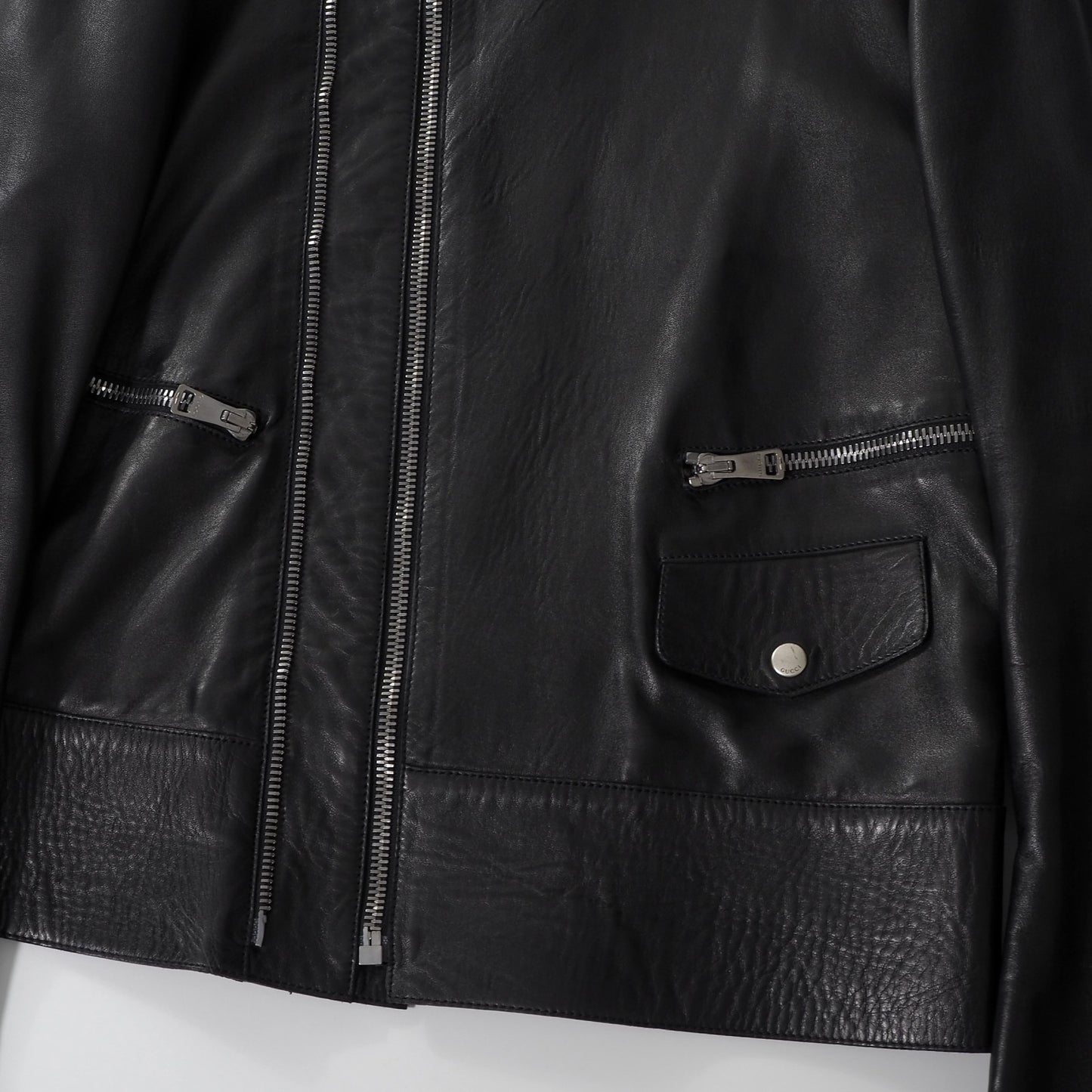 美品 グッチ GUCCI トムフォード期 ナッパレザー ライダース ジャケット 46 ブラック メンズ 正規品 6-HT001