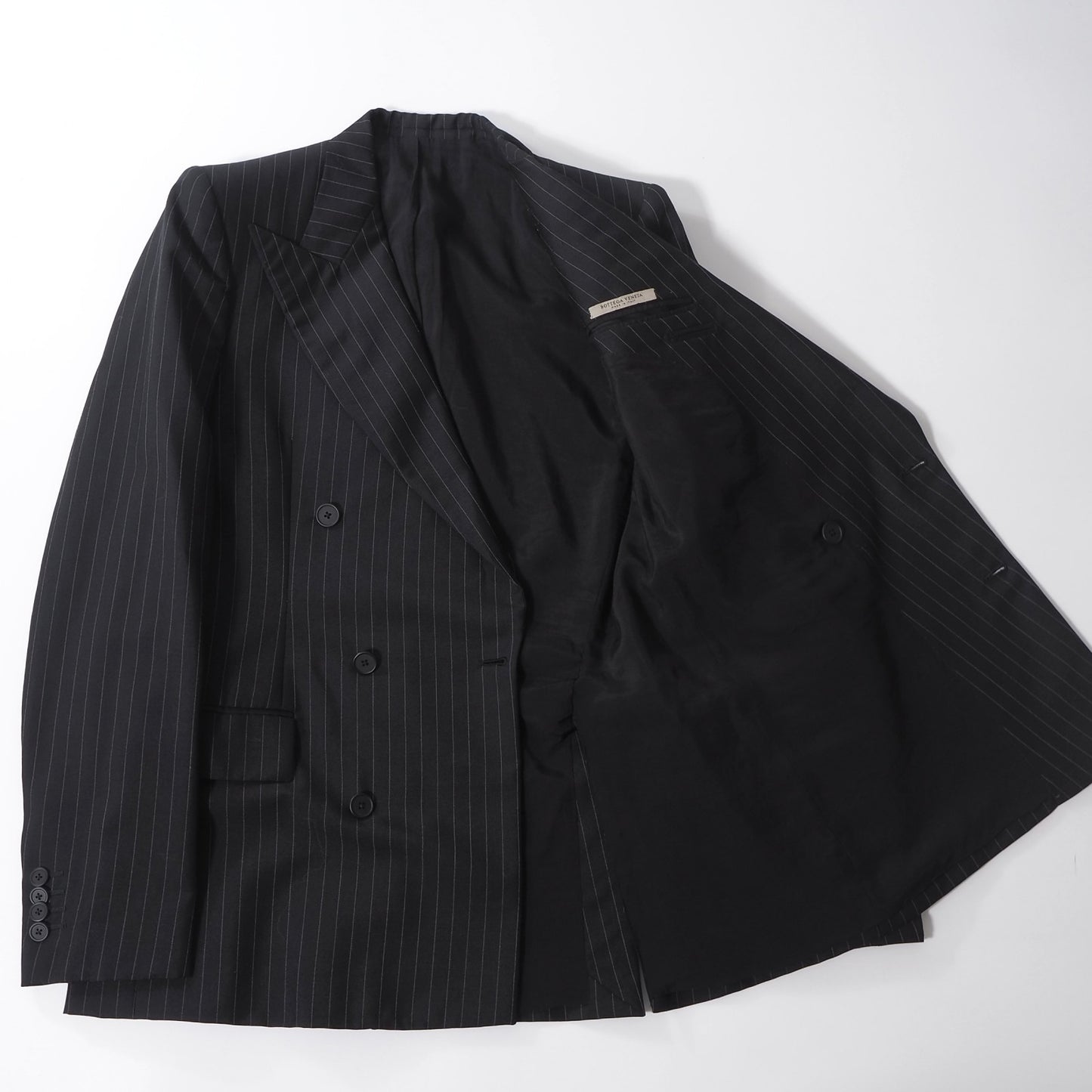 ボッテガヴェネタ BOTTEGA VENETA ダブルブレスト スーツ ジャケット パンツ 48 ブラック メンズ 正規品 6-HT003