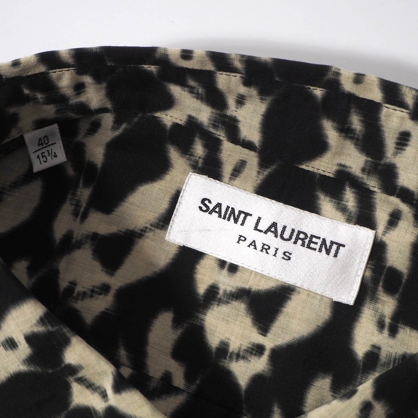 未使用 サンローランパリ SAINT LAURENT PARIS シルク 半袖 シャツ 40 ブラック ベージュ メンズ 正規品 6-HT006