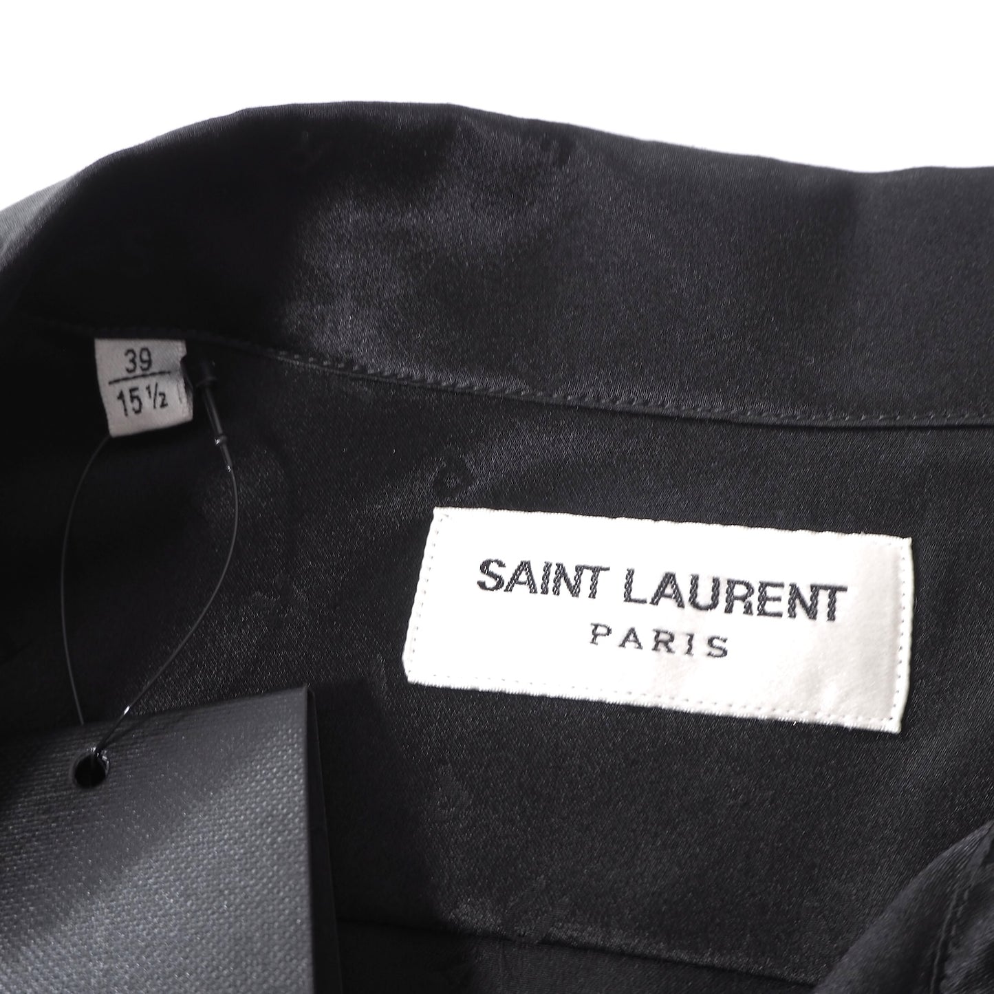 未使用 サンローランパリ SAINT LAURENT PARIS ピュアシルク 半袖 シャツ 39 ブラック メンズ 正規品 6-HT007