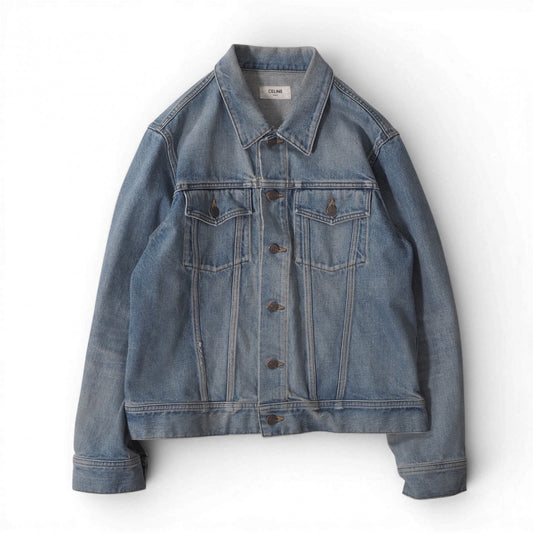 セリーヌ CELINE エディ期 トラッカー ジャケット デニム ジャケット L インディゴ メンズ 正規品 6-HT009