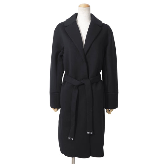 良品 エスマックスマーラ 'S MaxMara 2020AW ストレッチ ベルテッド コート S ブラック レディース 正規品 6-OA002