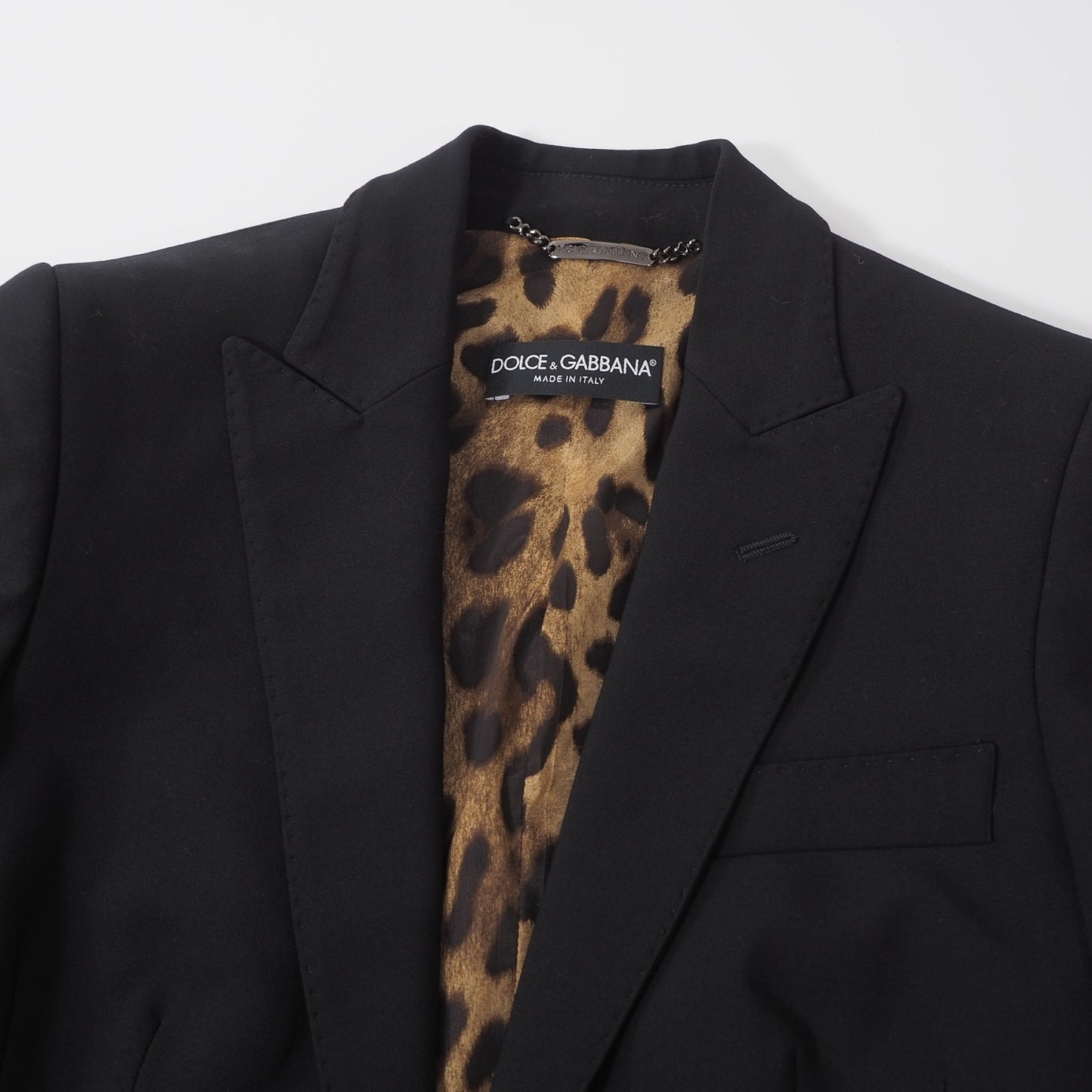 未使用 ドルチェ＆ガッバーナ DOLCE＆GABBANA 裏地レオパード柄 テーラードジャケット 38 ブラック レディース 正規品 6-OA005