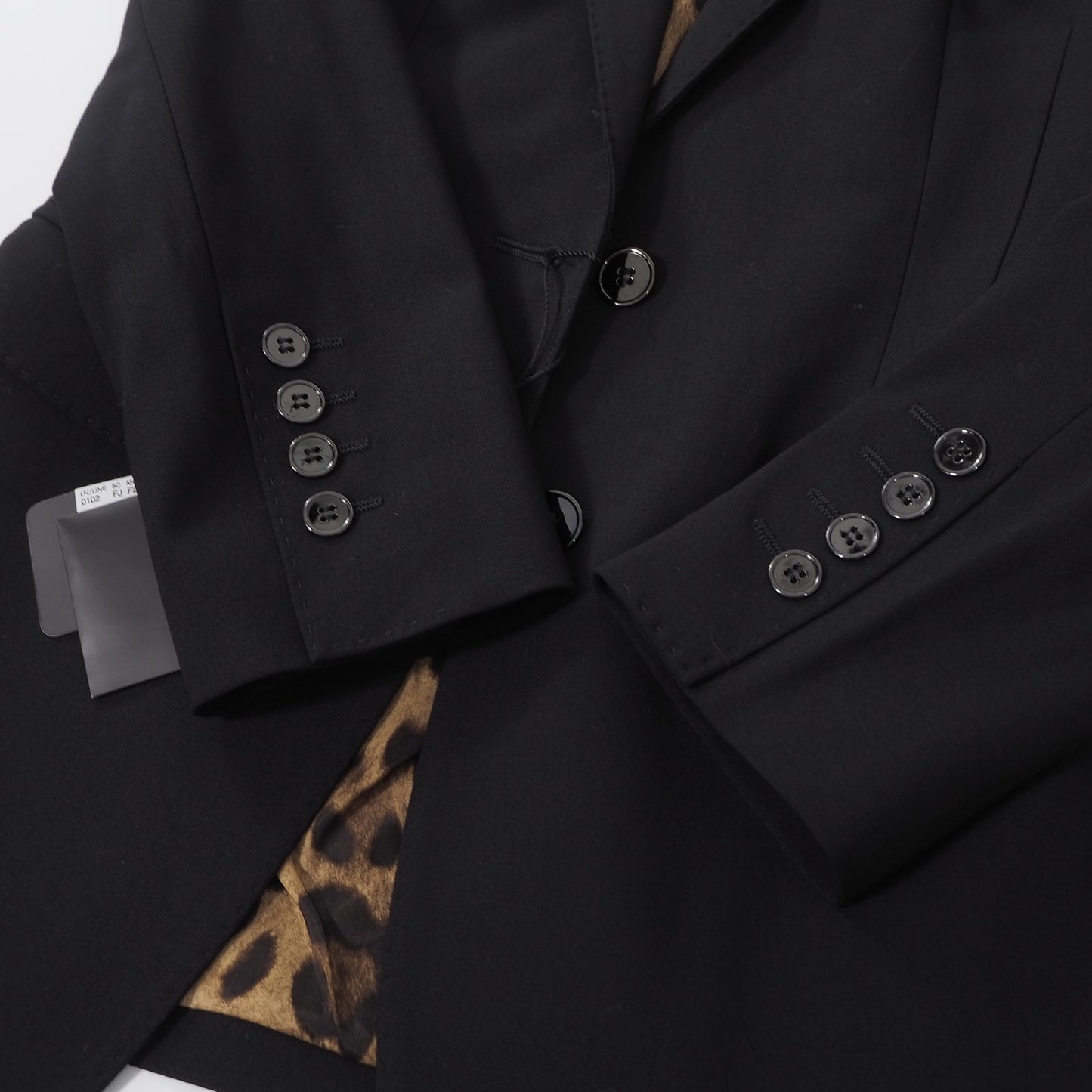 未使用 ドルチェ＆ガッバーナ DOLCE＆GABBANA 裏地レオパード柄 テーラードジャケット 38 ブラック レディース 正規品 6-OA005