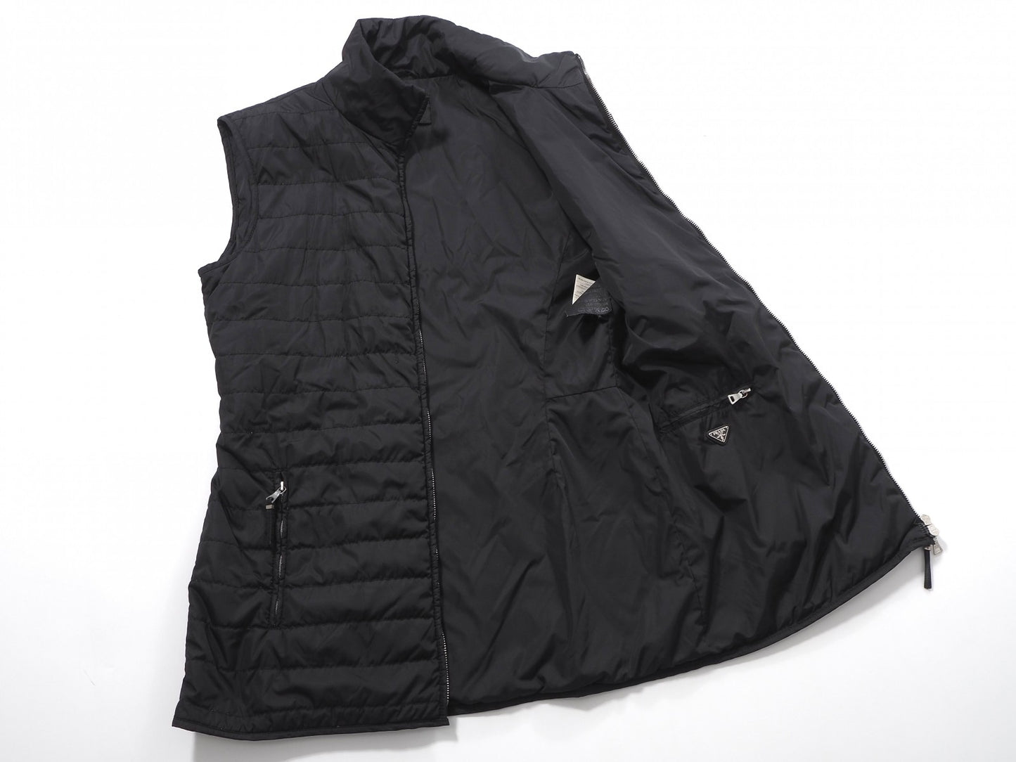 プラダ PRADA パデッド ベスト ジャケット 中綿 44 ブラック レディース 正規品 6-OB004