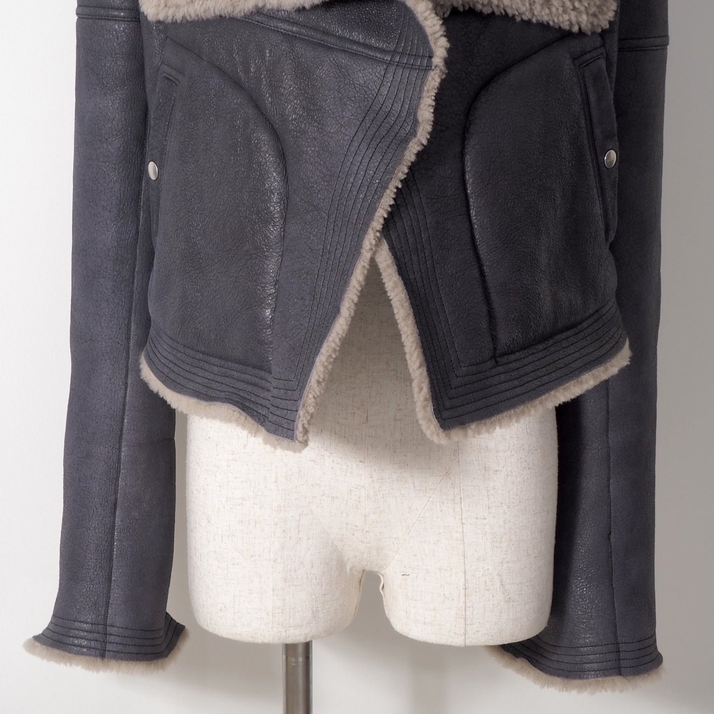 良品 リックオウエンス Rick Owens 20年製 ラムレザー ムートン ジャケット コート 38 ブラック ダート レディース 正規品 6-OB006