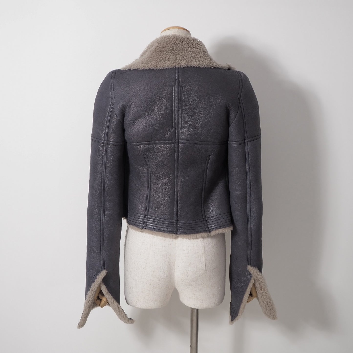 良品 リックオウエンス Rick Owens 20年製 ラムレザー ムートン ジャケット コート 38 ブラック ダート レディース 正規品 6-OB006