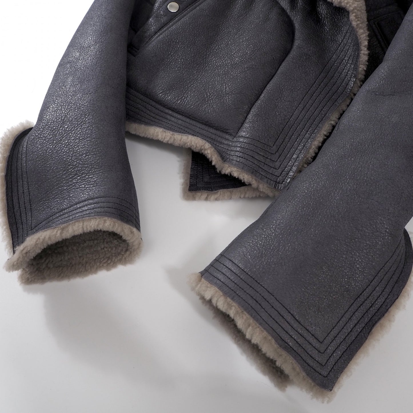 良品 リックオウエンス Rick Owens 20年製 ラムレザー ムートン ジャケット コート 38 ブラック ダート レディース 正規品 6-OB006