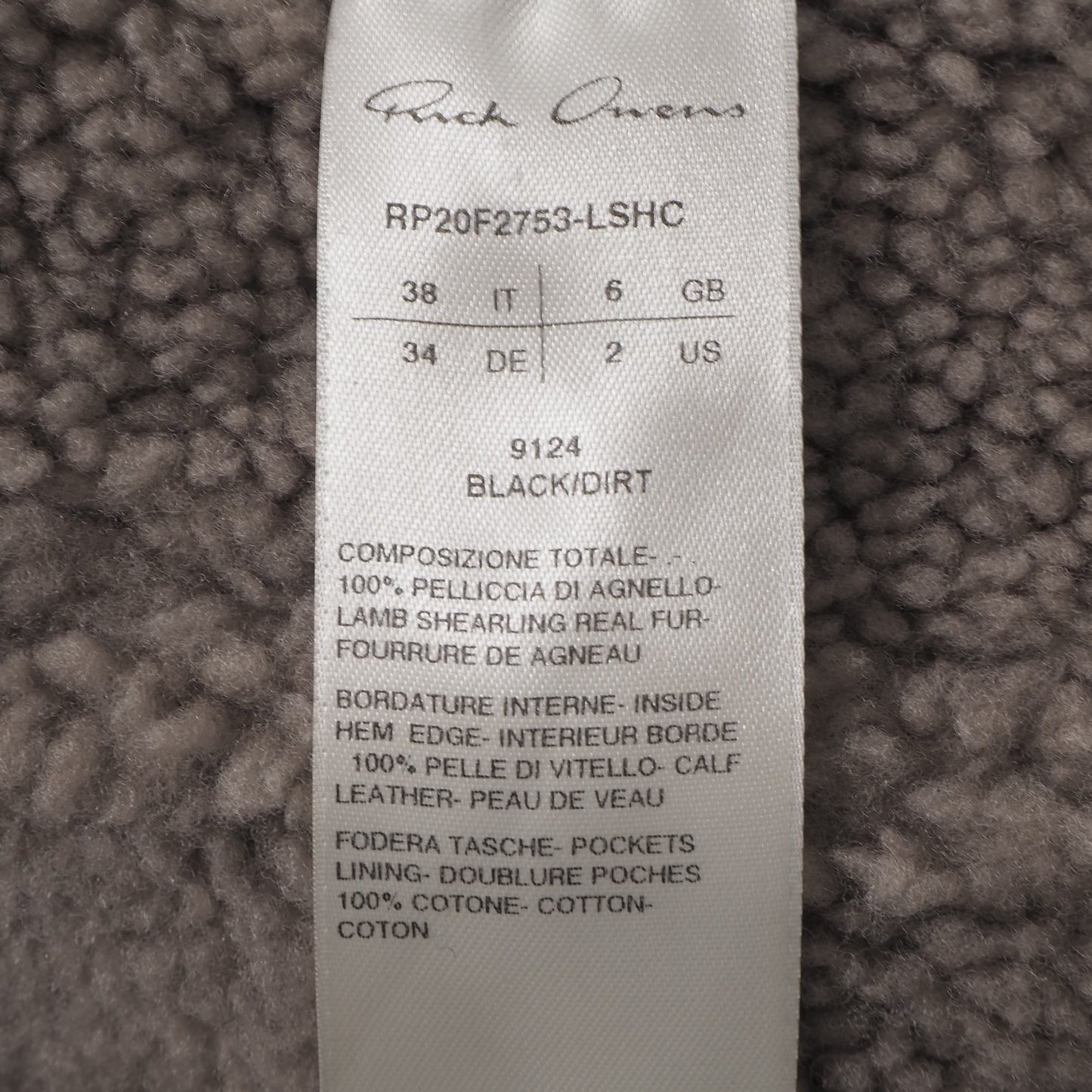 良品 リックオウエンス Rick Owens 20年製 ラムレザー ムートン ジャケット コート 38 ブラック ダート レディース 正規品 6-OB006