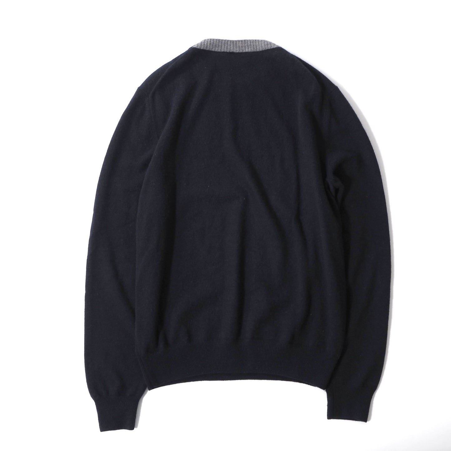 エルメス HERMES ピュアカシミヤ クルーネック セーター M ダークネイビー メンズ 正規品 6-OB007