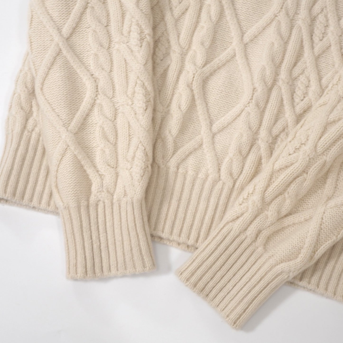 ディオール DIOR ピュアカシミヤ CDロゴ ハイネック ケーブル ニット セーター M アイボリー メンズ 正規品 6-OC023