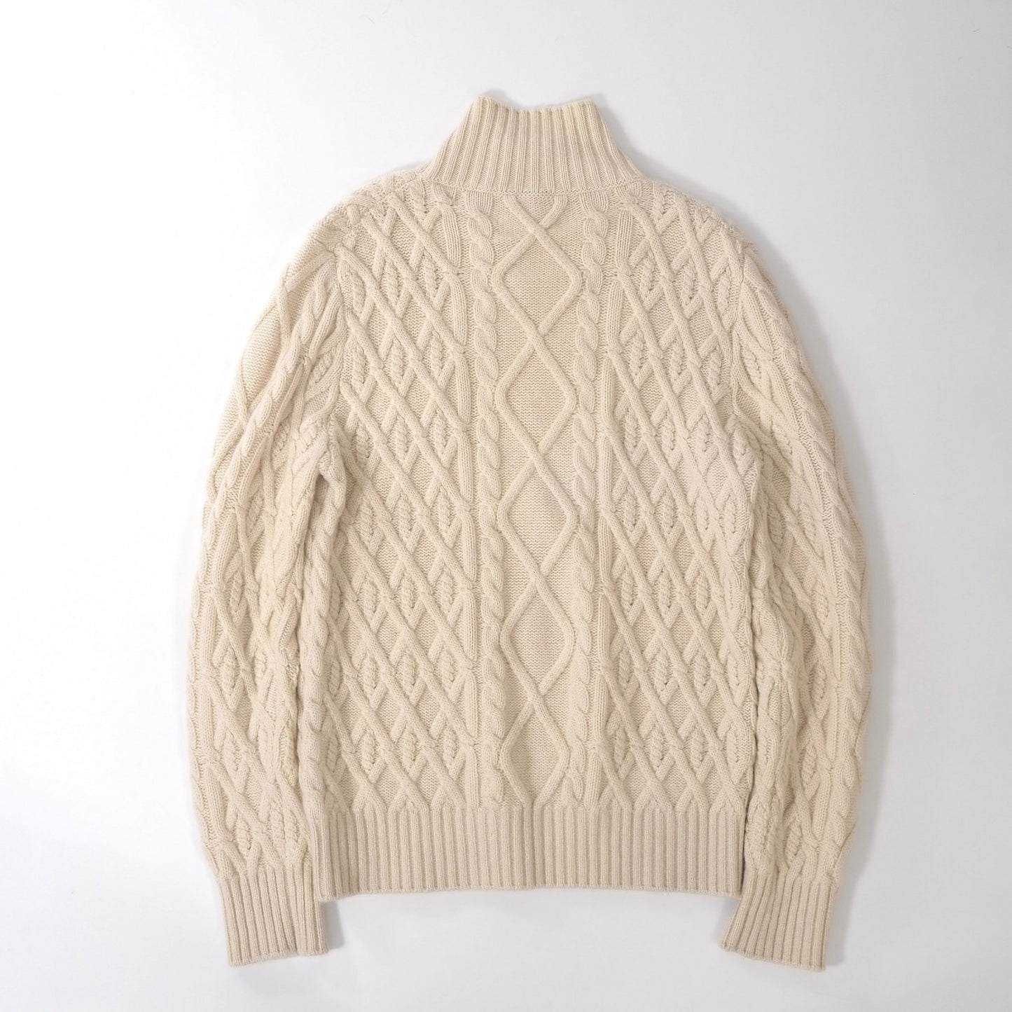 ディオール DIOR ピュアカシミヤ CDロゴ ハイネック ケーブル ニット セーター M アイボリー メンズ 正規品 6-OC023