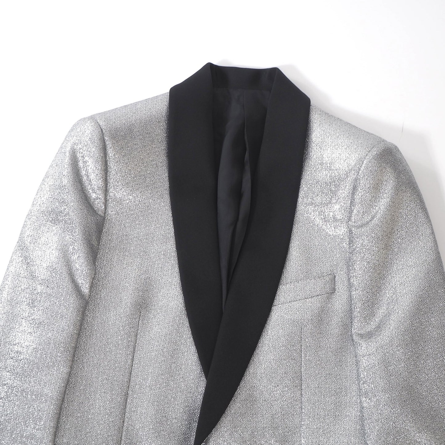 美品 セリーヌ CELINE エディ期 ショールカラー タキシード ジャケット 36 シルバー ブラック レディース 正規品 6-OC024
